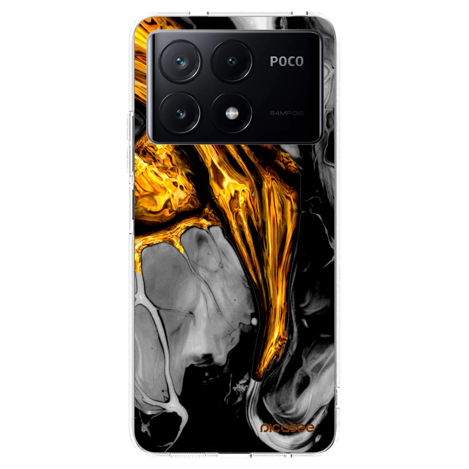 Picasee silikonski prozorni ovitek za Xiaomi Poco X6 Pro - Black Gold