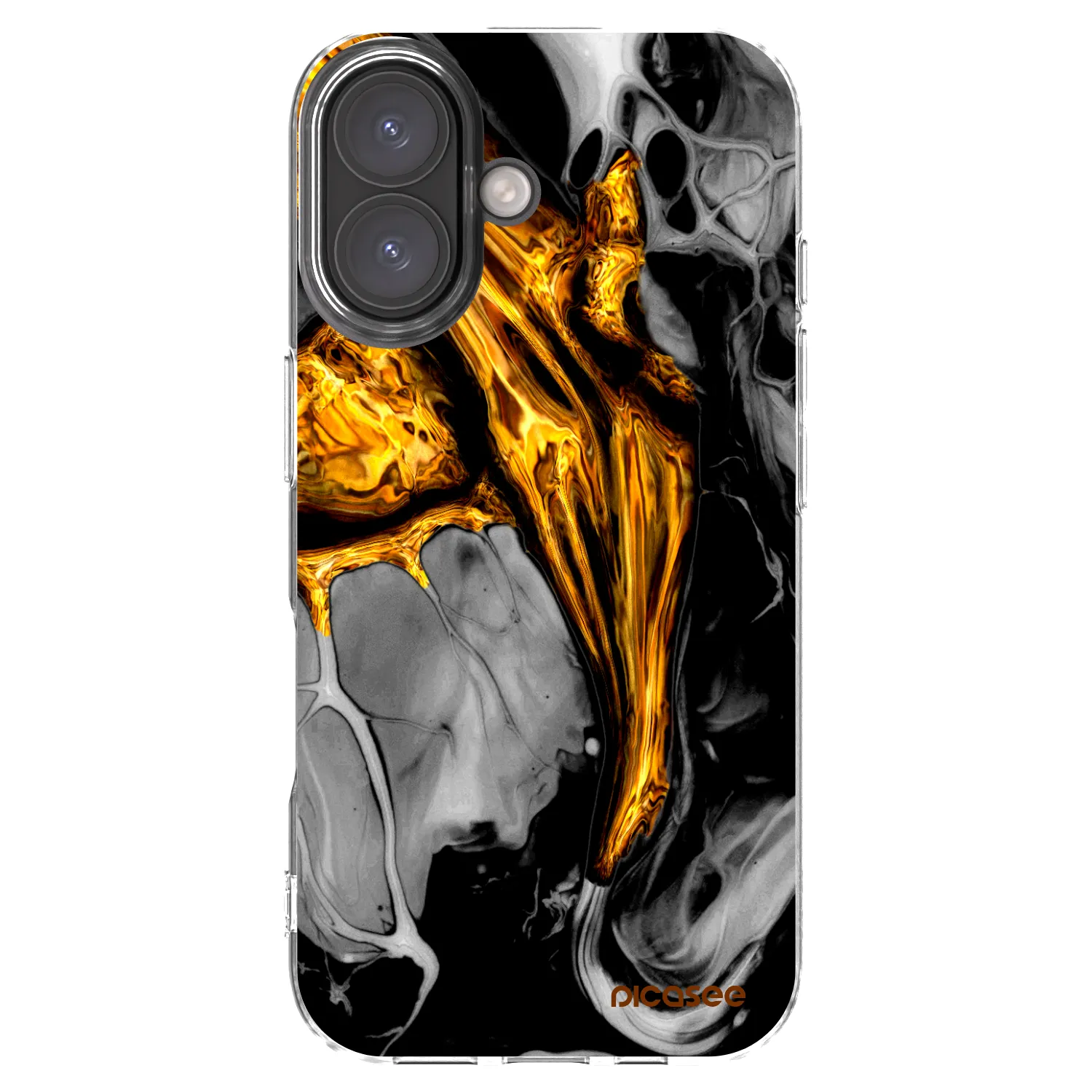 Picasee silikonski prozorni ovitek za Apple iPhone 16 - Black Gold