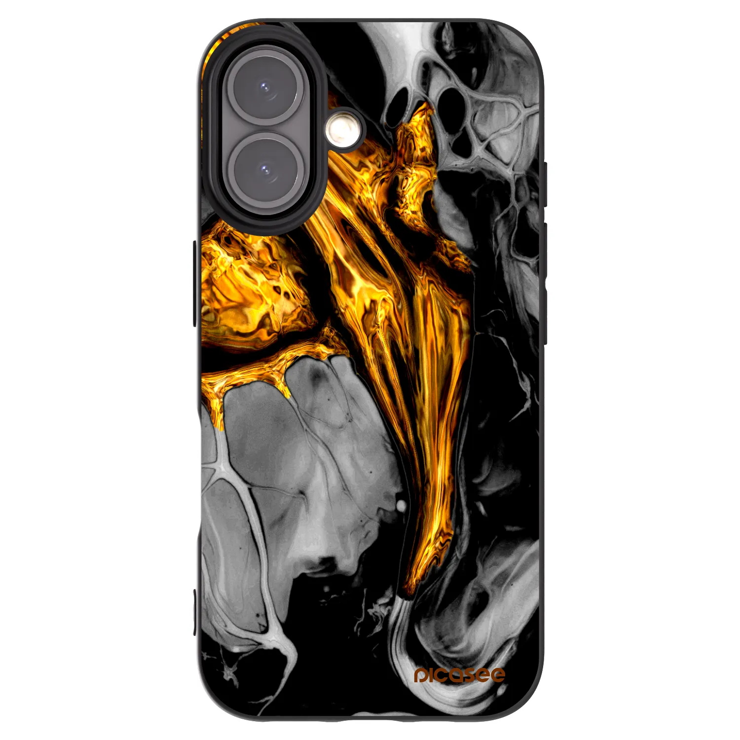 Picasee silikonski črni ovitek za Apple iPhone 16 - Black Gold