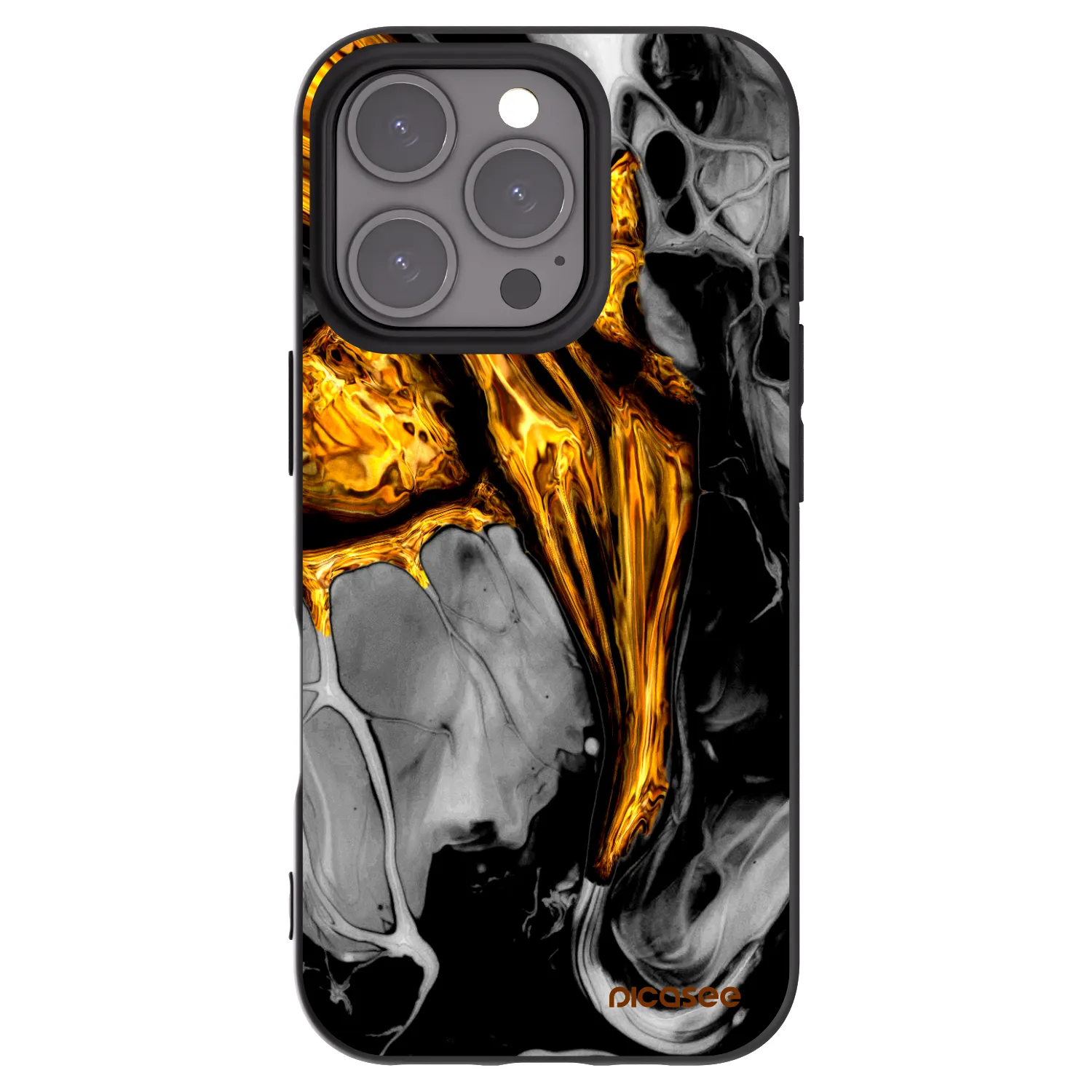 Picasee silikonski črni ovitek za Apple iPhone 16 Pro - Black Gold