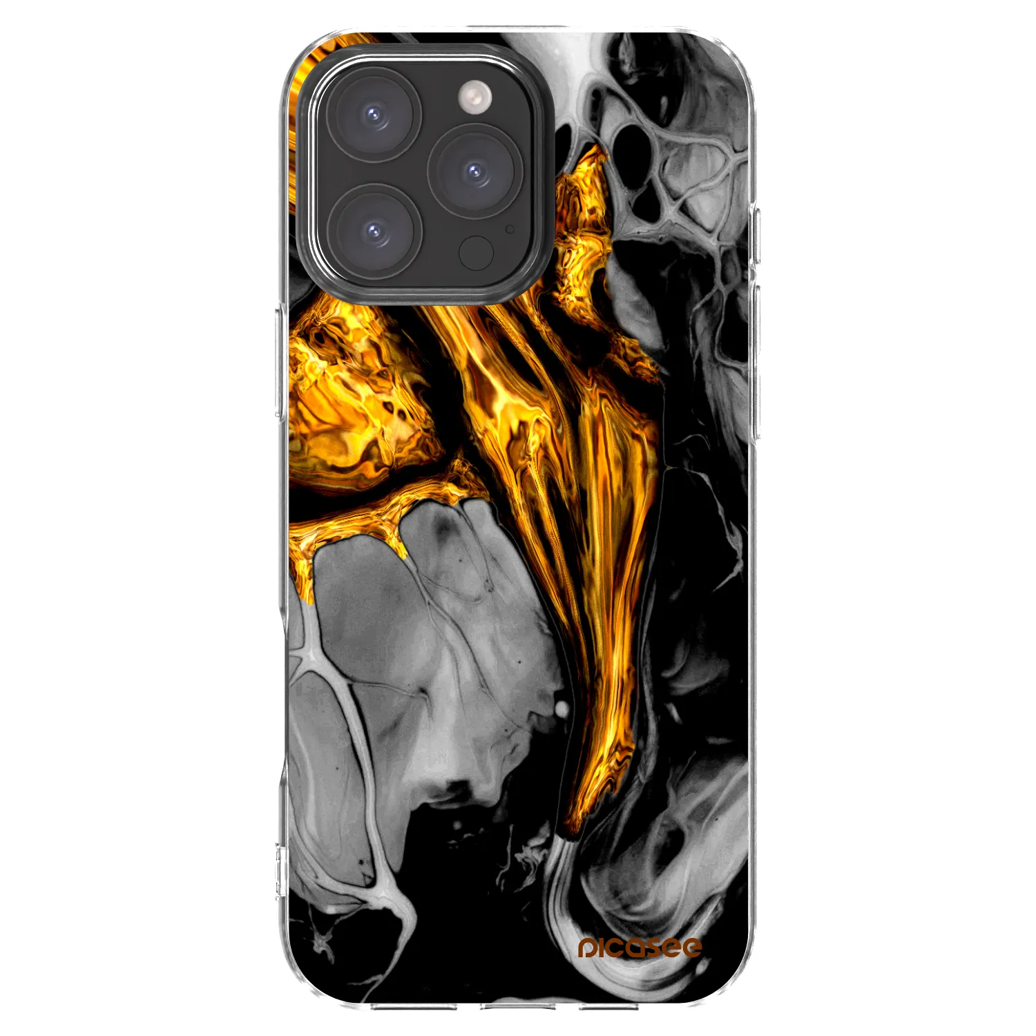 Picasee silikonski prozorni ovitek za Apple iPhone 16 Pro Max - Black Gold