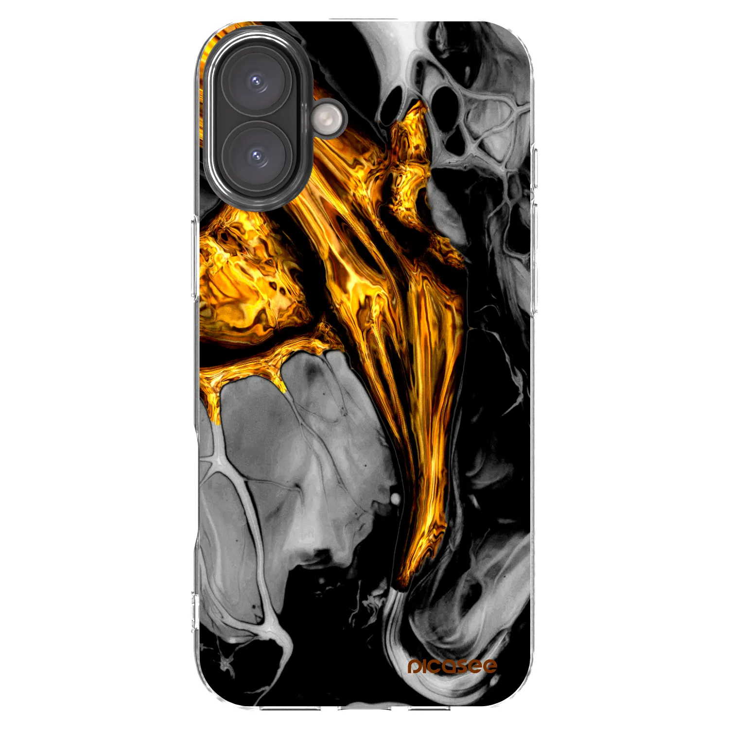 Picasee silikonski prozorni ovitek za Apple iPhone 16 Plus - Black Gold