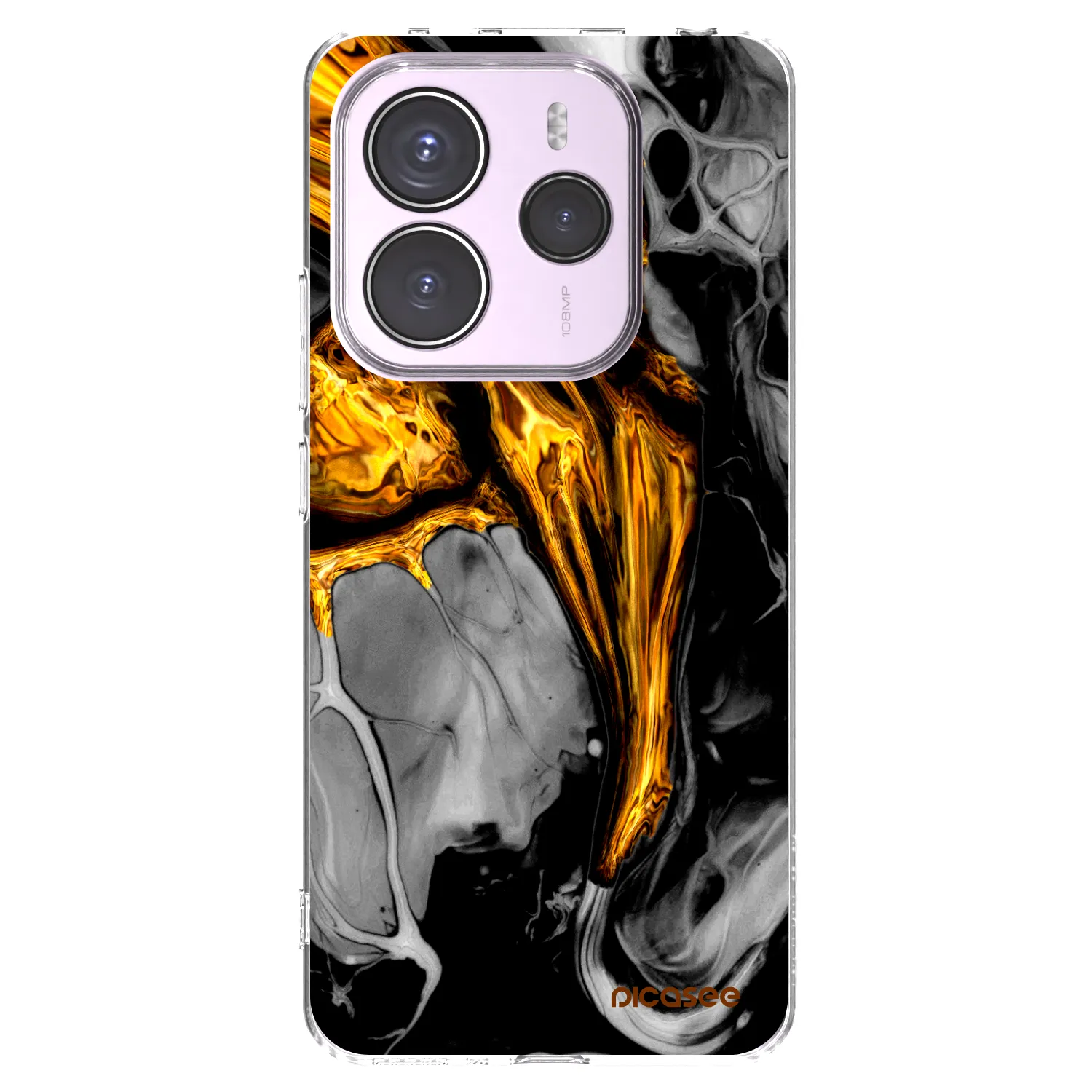 Picasee silikonski prozorni ovitek za Xiaomi Redmi Note 14 5G - Black Gold