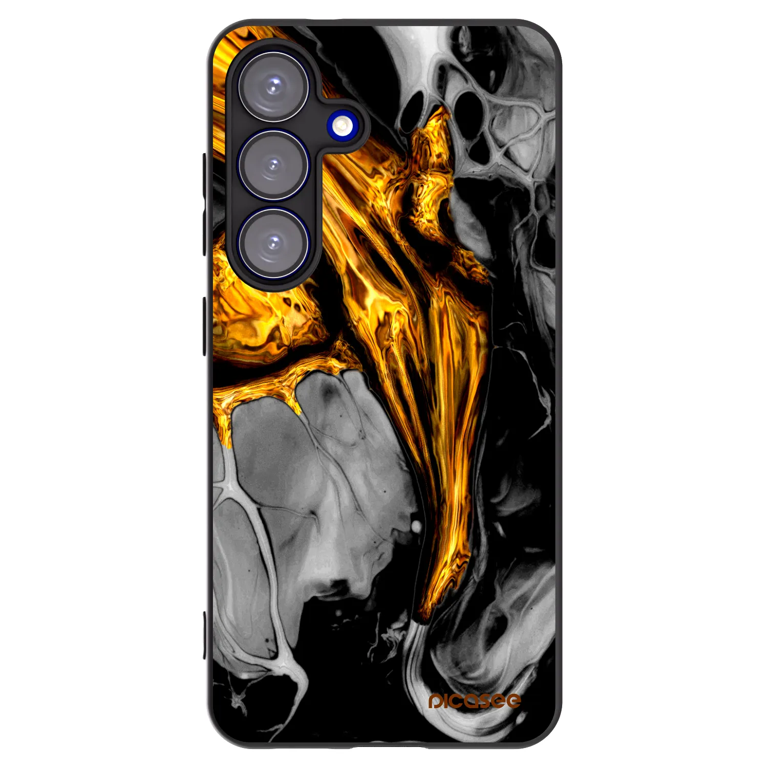 Picasee silikonski črni ovitek za Samsung Galaxy S25 5G - Black Gold