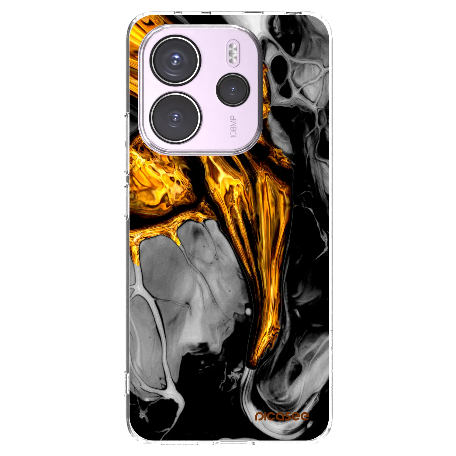 Picasee silikonski prozorni ovitek za Xiaomi Redmi Note 14 4G - Black Gold