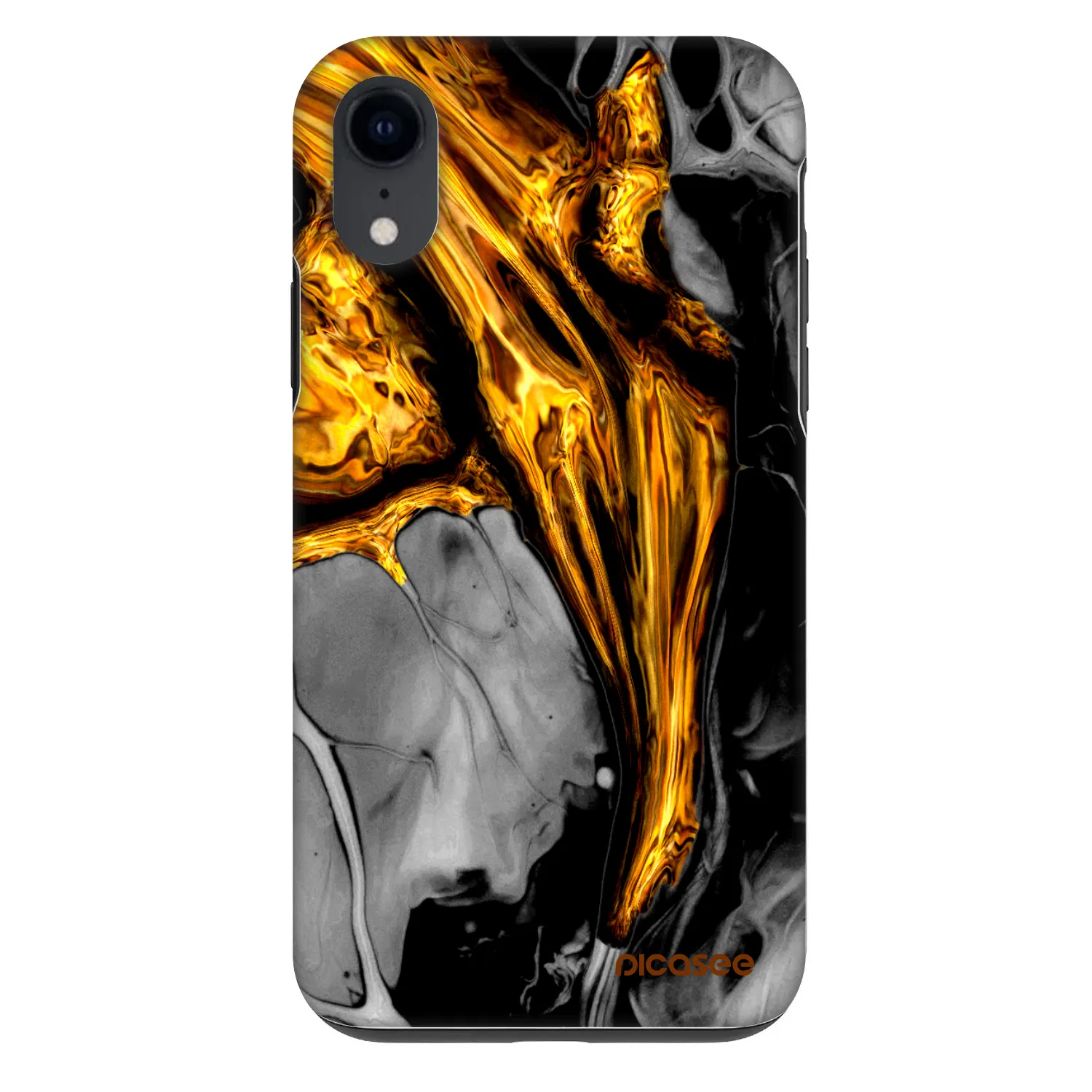 Picasee Fashion Case za Apple iPhone XR - Black Gold