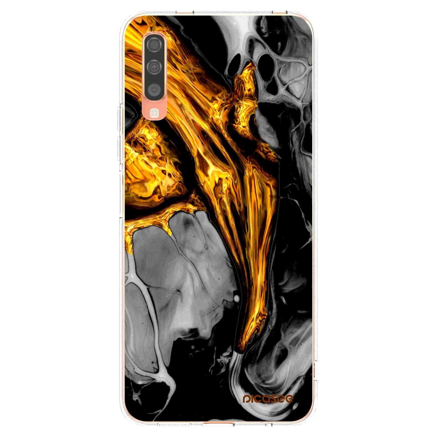 Picasee silikonski prozorni ovitek za Samsung Galaxy A70 A705F - Black Gold