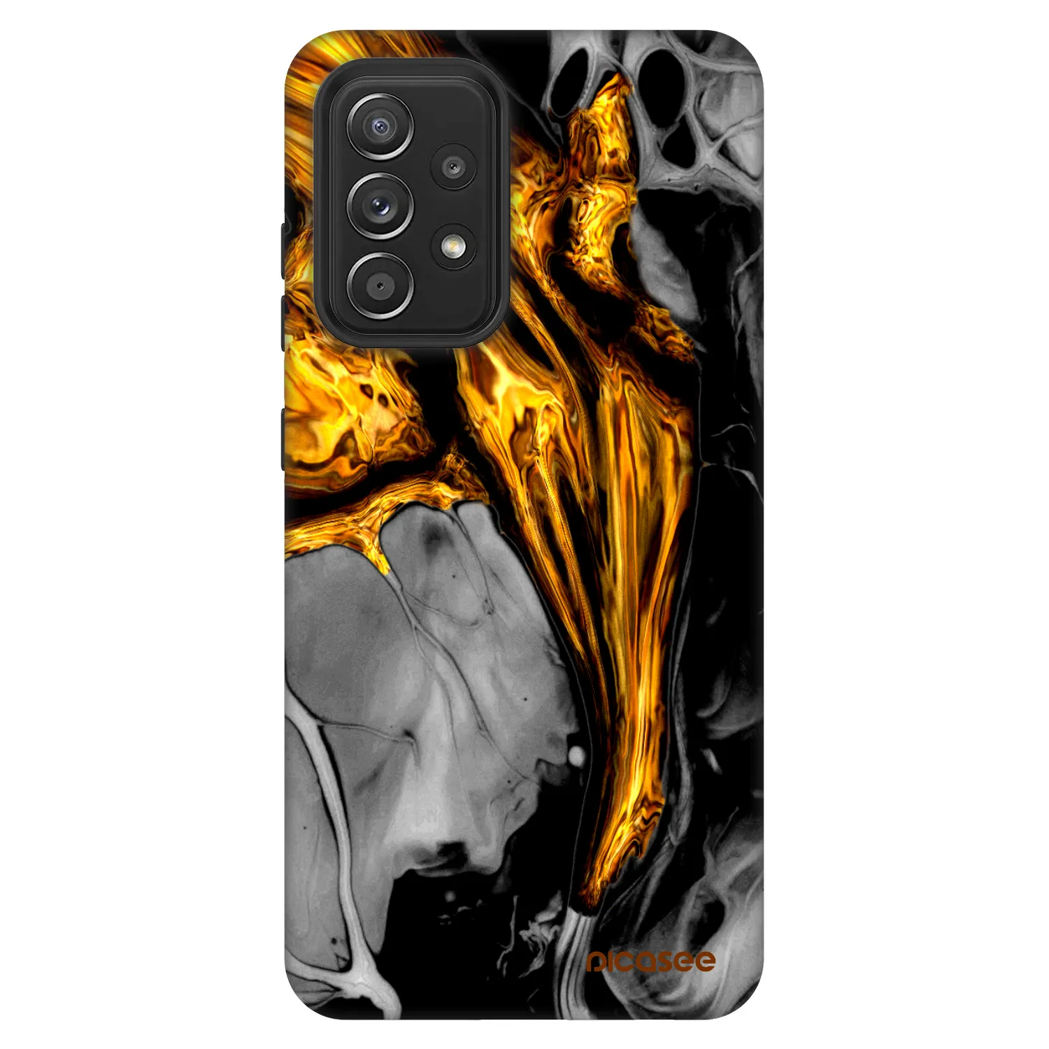 Picasee Fashion Case za Samsung Galaxy A52 5G A525F - Black Gold