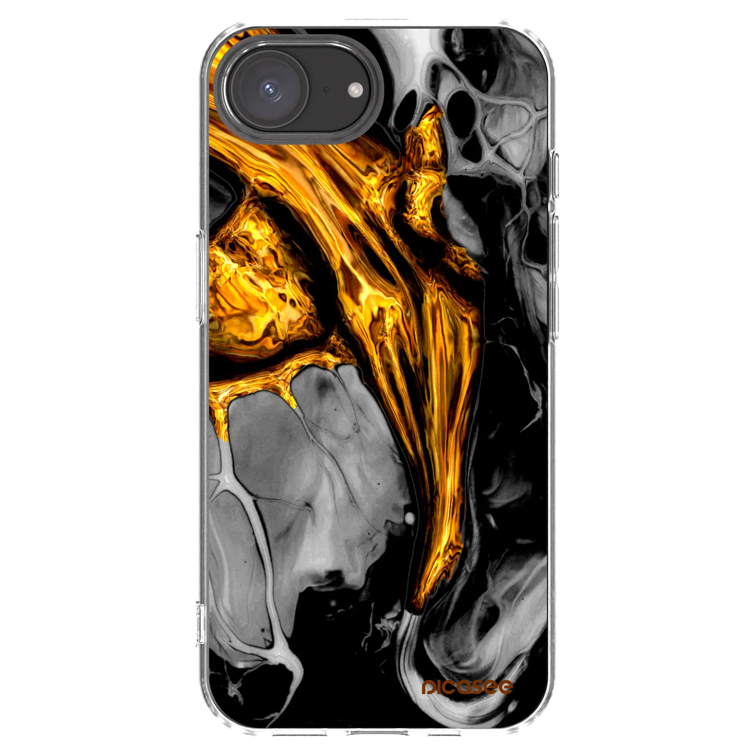 Picasee silikonski prozorni ovitek za Apple iPhone 17e - Black Gold