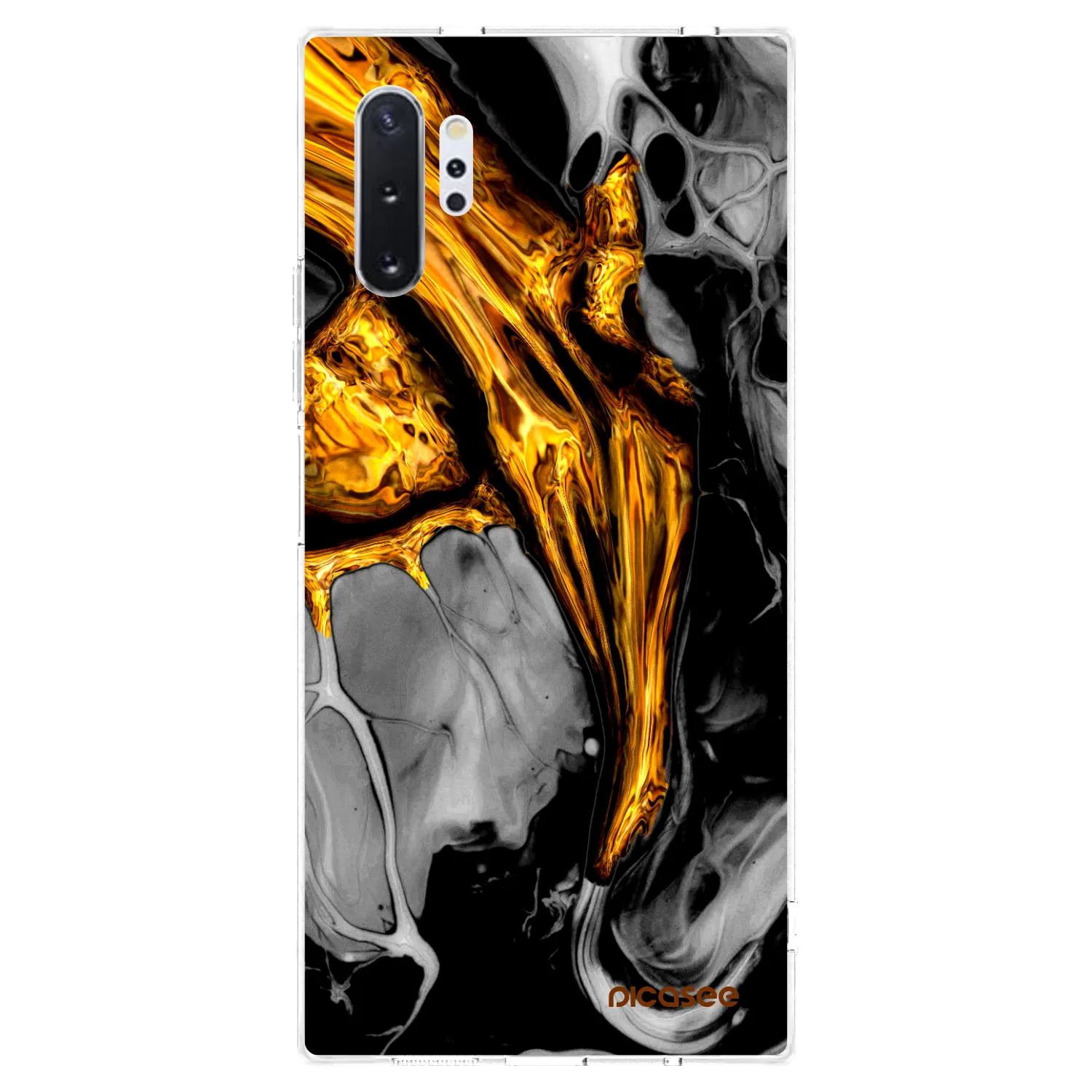 Picasee silikonski prozorni ovitek za Samsung Galaxy Note 10+ N975F - Black Gold