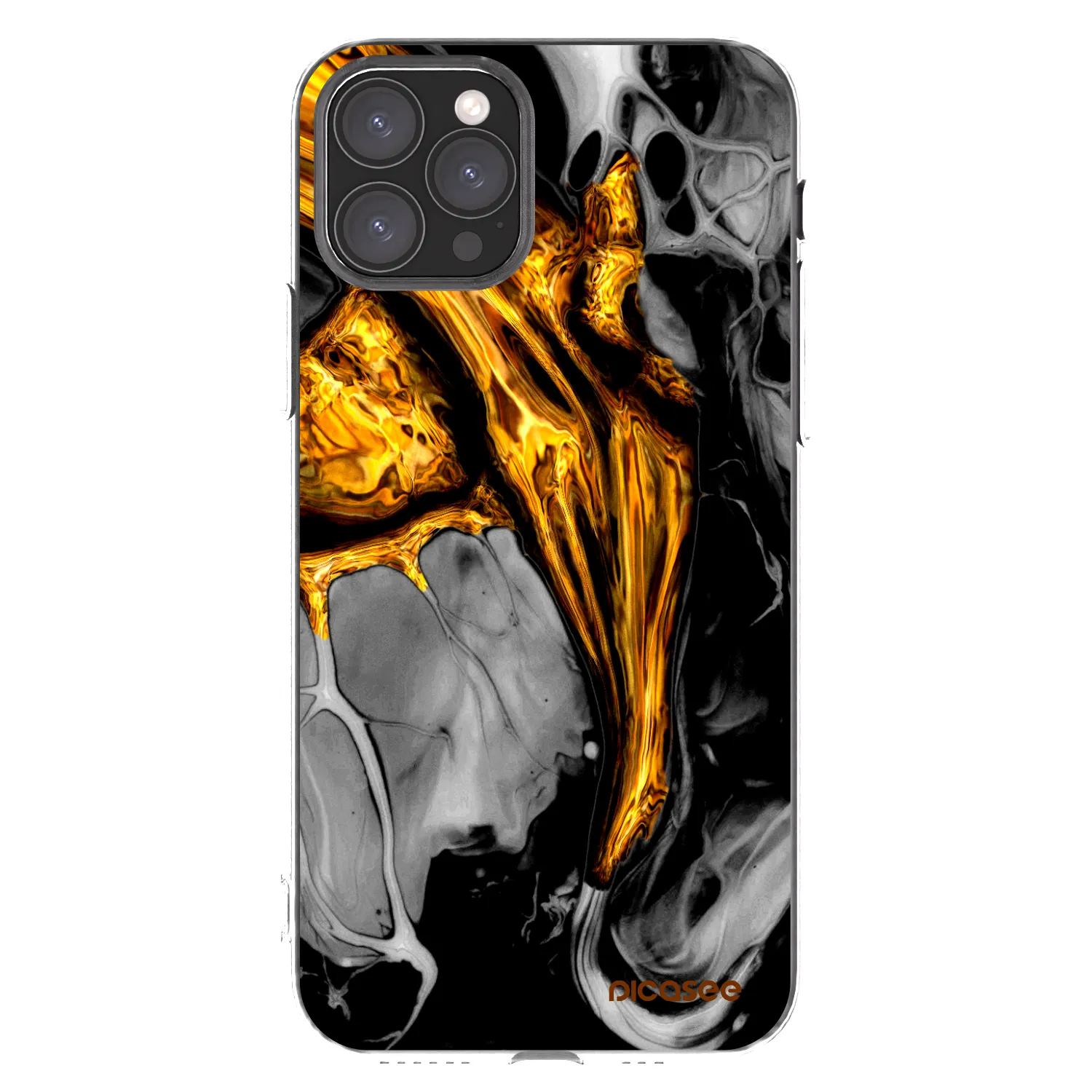 Picasee silikonski prozorni ovitek za Apple iPhone 11 Pro - Black Gold