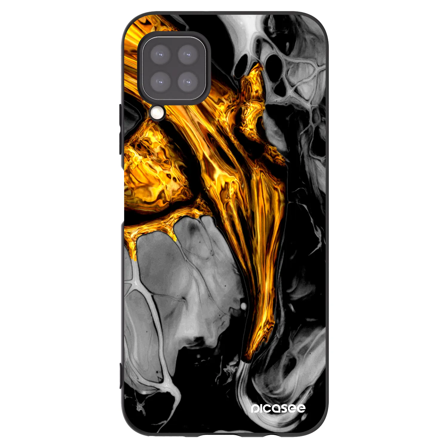 Picasee silikonski črni ovitek za Huawei P40 Lite - Black Gold