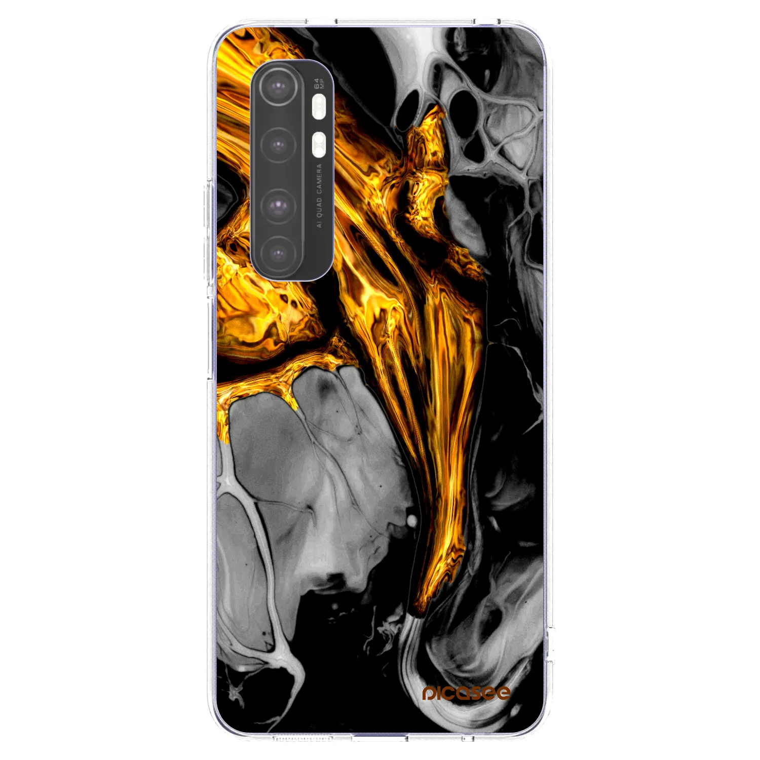 Picasee silikonski prozorni ovitek za Xiaomi Mi Note 10 Lite - Black Gold