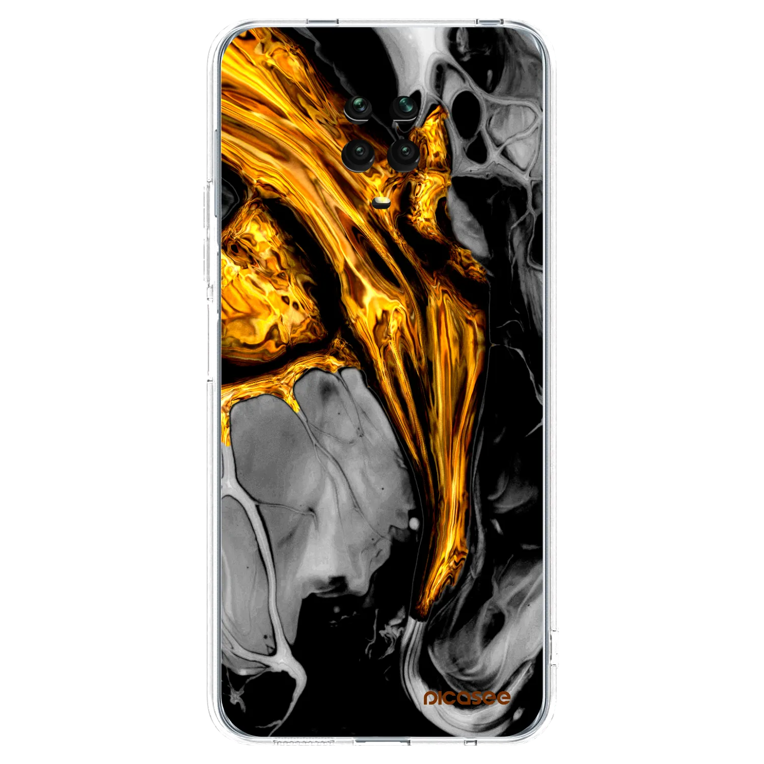 Picasee silikonski prozorni ovitek za Xiaomi Redmi Note 9S - Black Gold