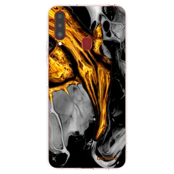 Picasee silikonski prozorni ovitek za Samsung Galaxy A20s - Black Gold
