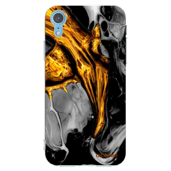 Picasee silikonski prozorni ovitek za Apple iPhone XR - Black Gold