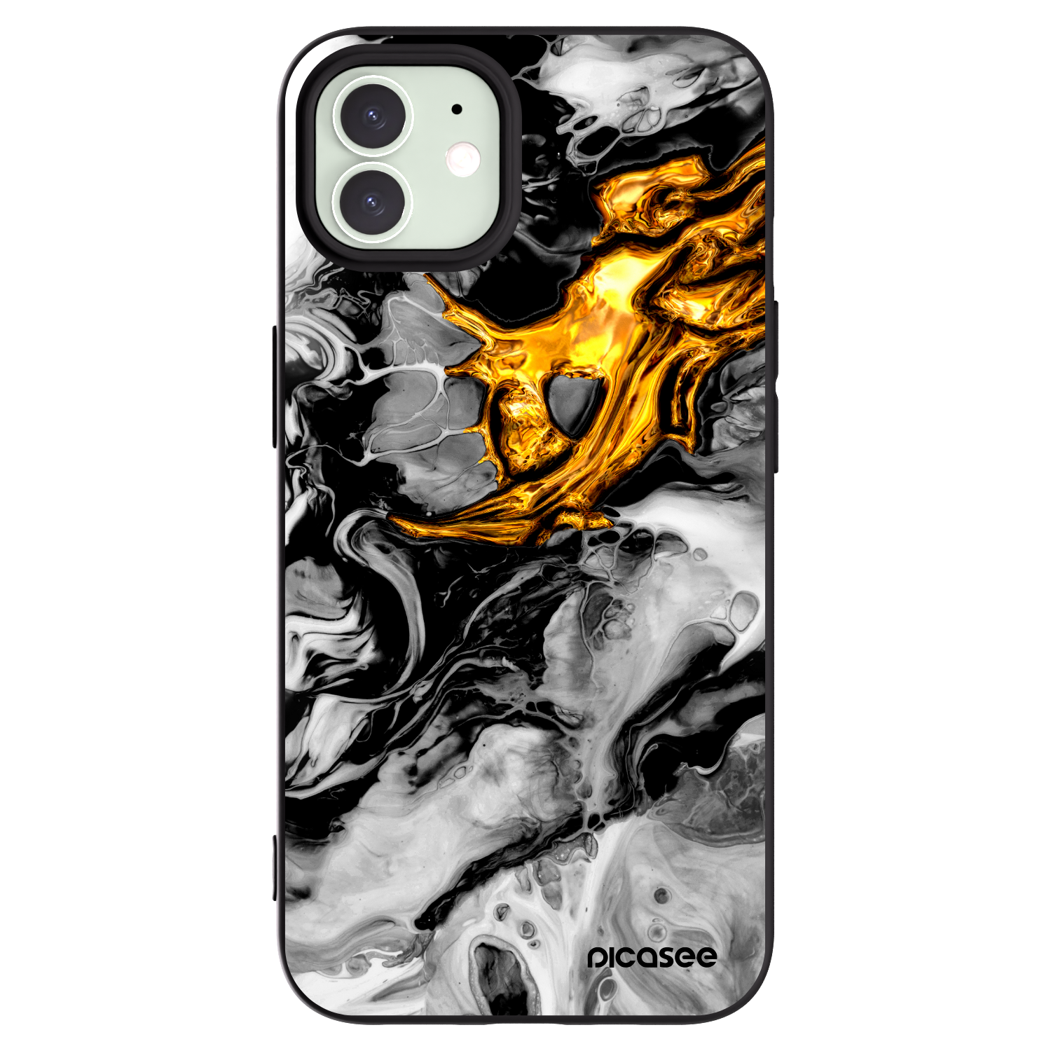 Picasee silikonski črni ovitek za Apple iPhone 12 - Black Gold 2