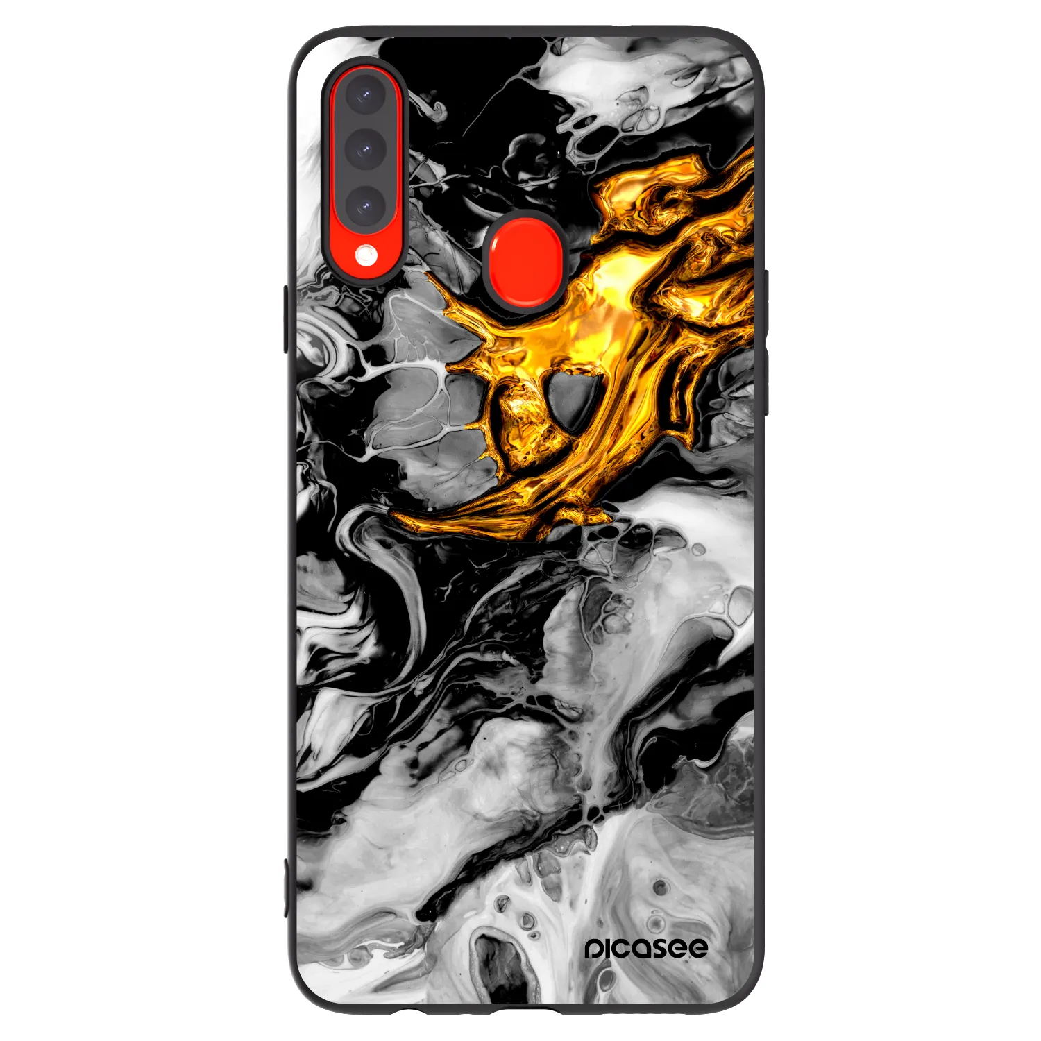 Picasee silikonski črni ovitek za Samsung Galaxy A20s - Black Gold 2