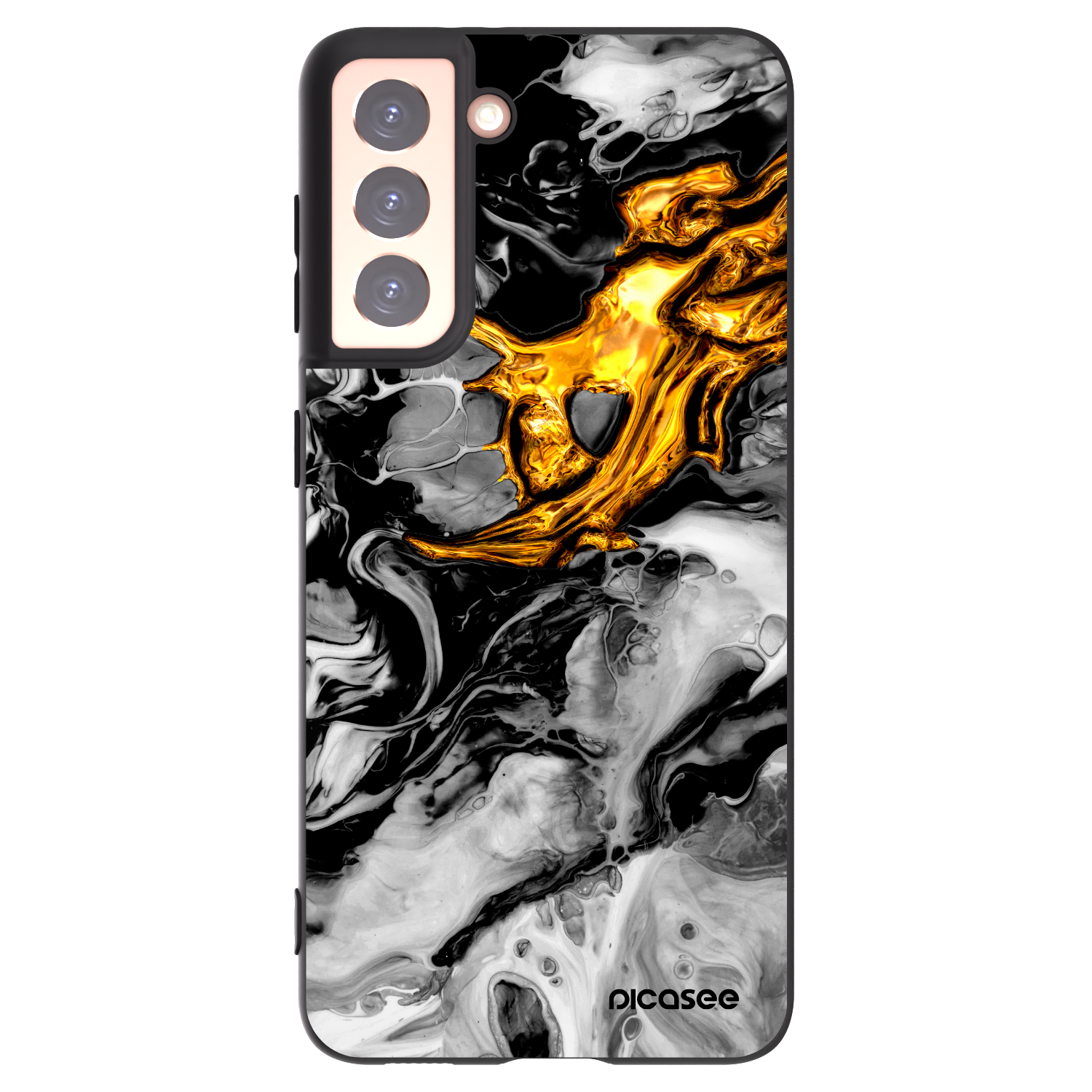 Picasee silikonski črni ovitek za Samsung Galaxy S21 5G G991B - Black Gold 2