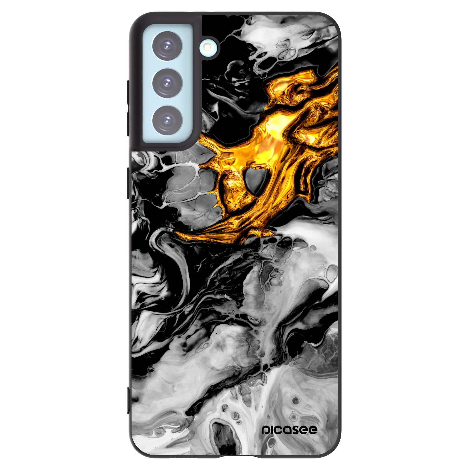 Picasee silikonski črni ovitek za Samsung Galaxy S21+ 5G G996F - Black Gold 2