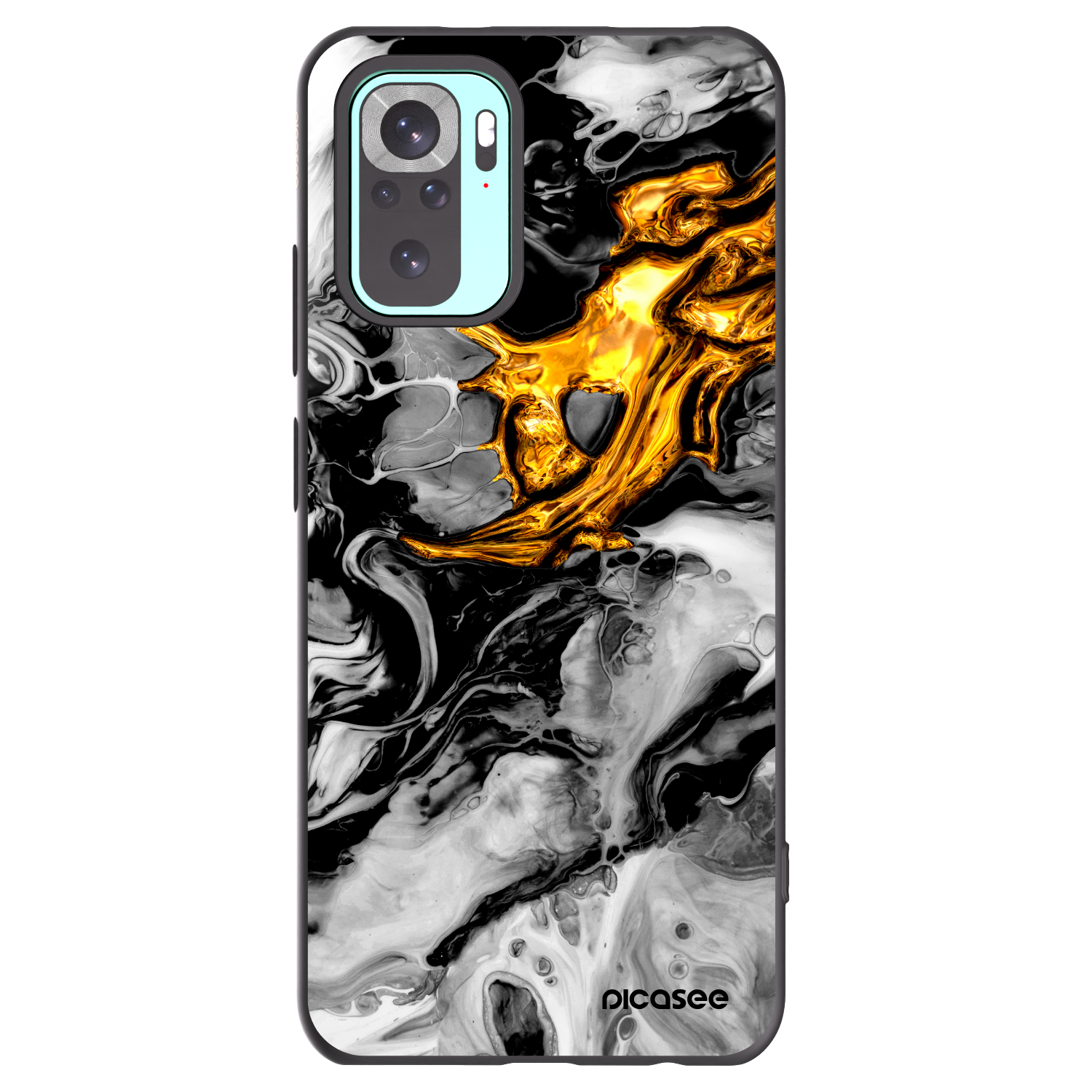 Picasee silikonski črni ovitek za Xiaomi Redmi Note 10 Pro - Black Gold 2