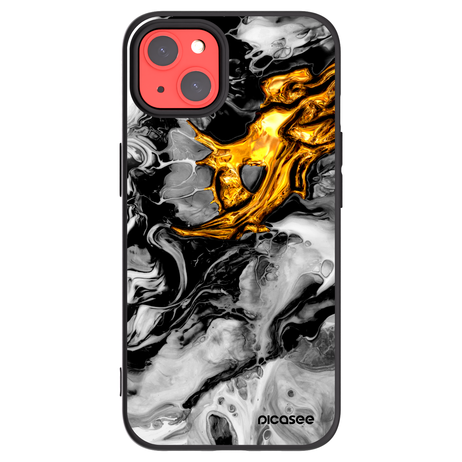 Picasee silikonski črni ovitek za Apple iPhone 13 - Black Gold 2