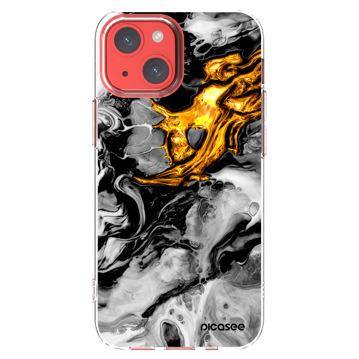 Picasee silikonski prozorni ovitek za Apple iPhone 13 mini - Black Gold 2