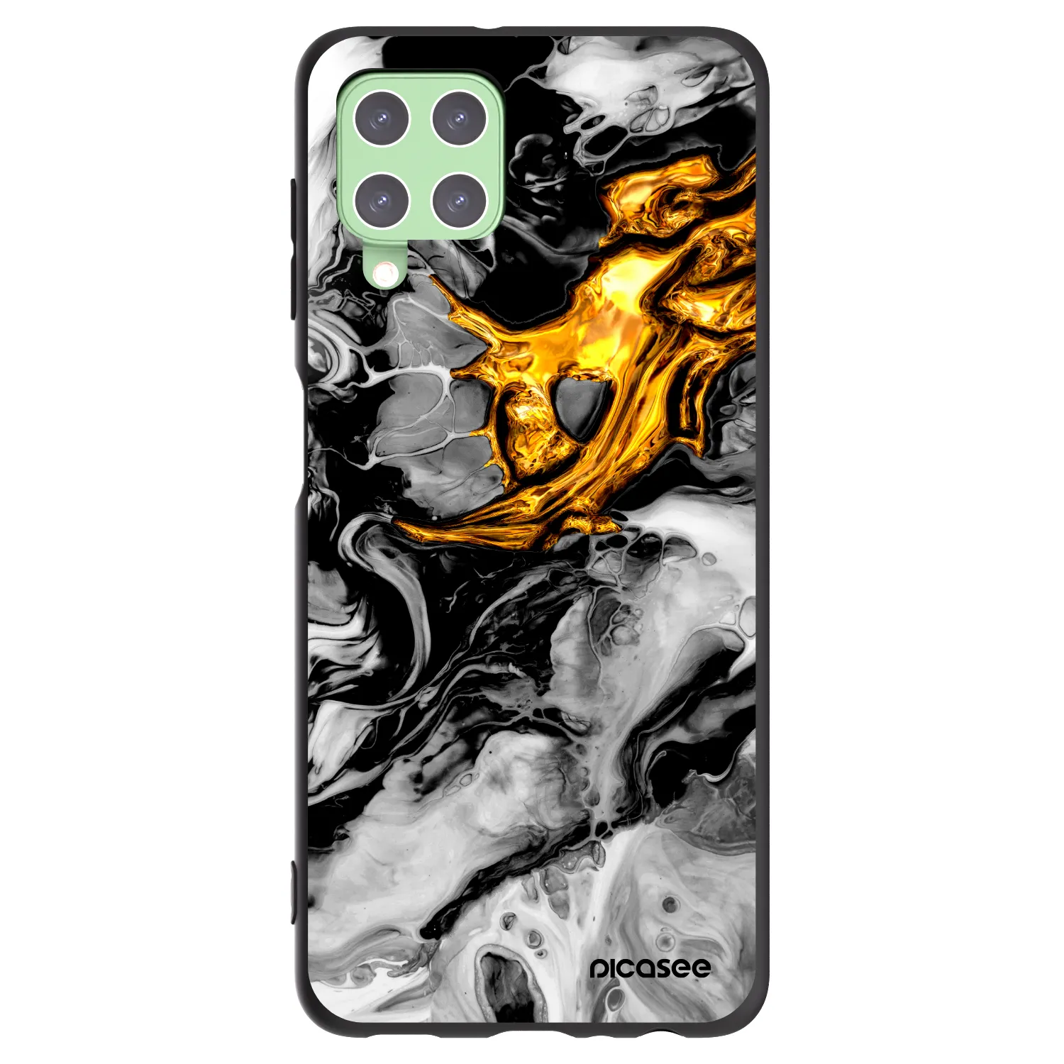 Picasee silikonski črni ovitek za Samsung Galaxy A22 A225F 4G - Black Gold 2