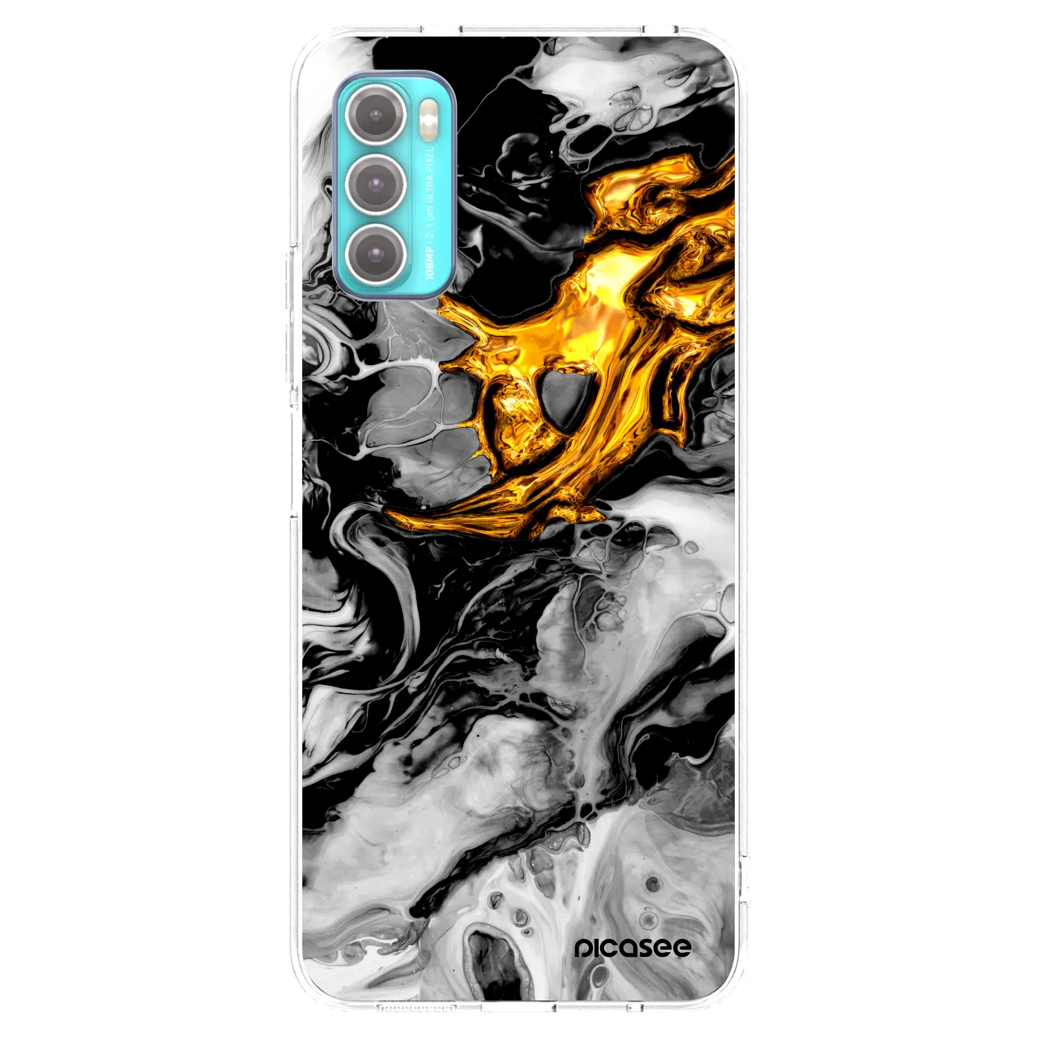 Picasee silikonski prozorni ovitek za Motorola Moto G60 - Black Gold 2