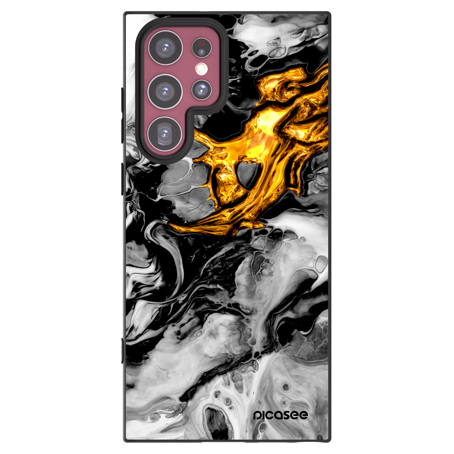 Picasee silikonski črni ovitek za Samsung Galaxy S22 Ultra 5G - Black Gold 2