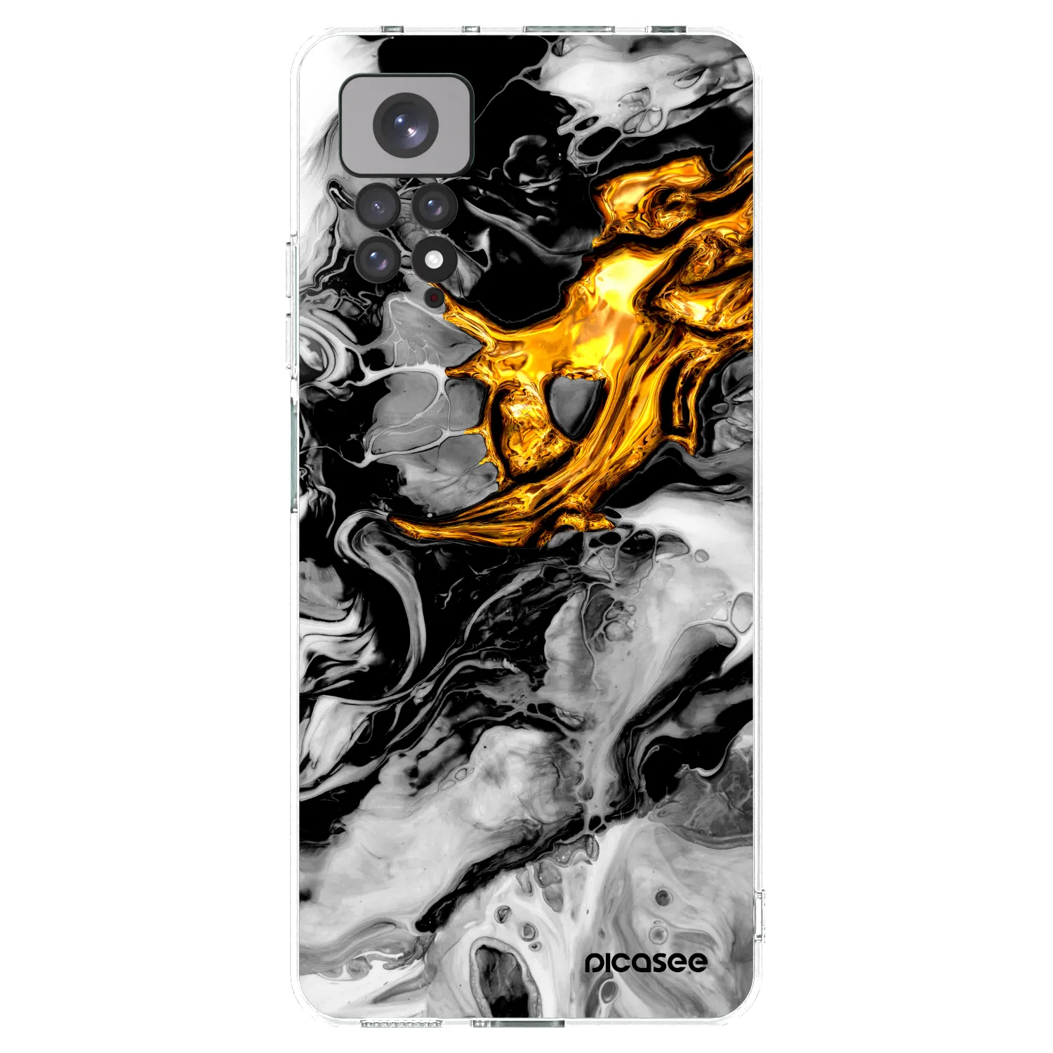 Picasee silikonski prozorni ovitek za Xiaomi Redmi Note 11 - Black Gold 2