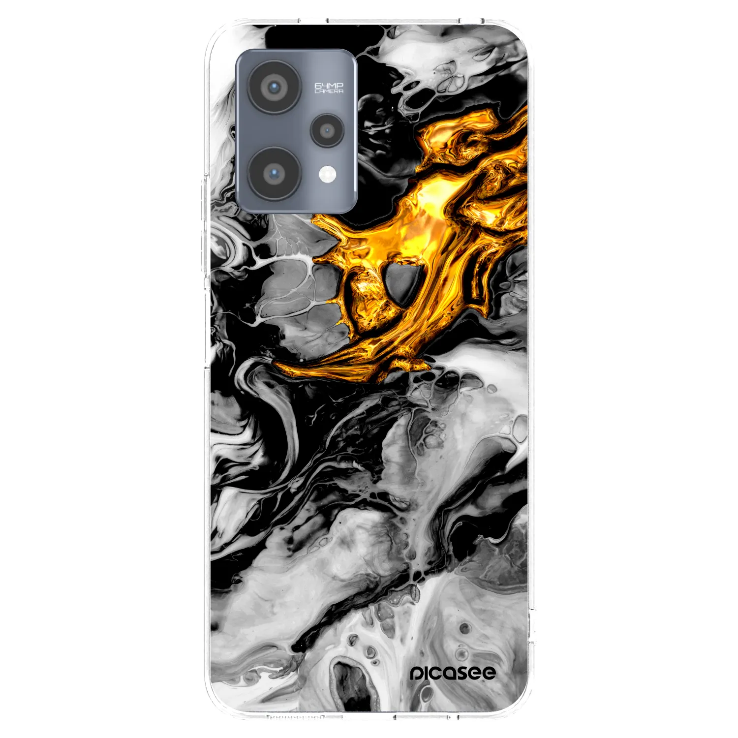 Picasee silikonski prozorni ovitek za Realme 9 Pro 5G - Black Gold 2