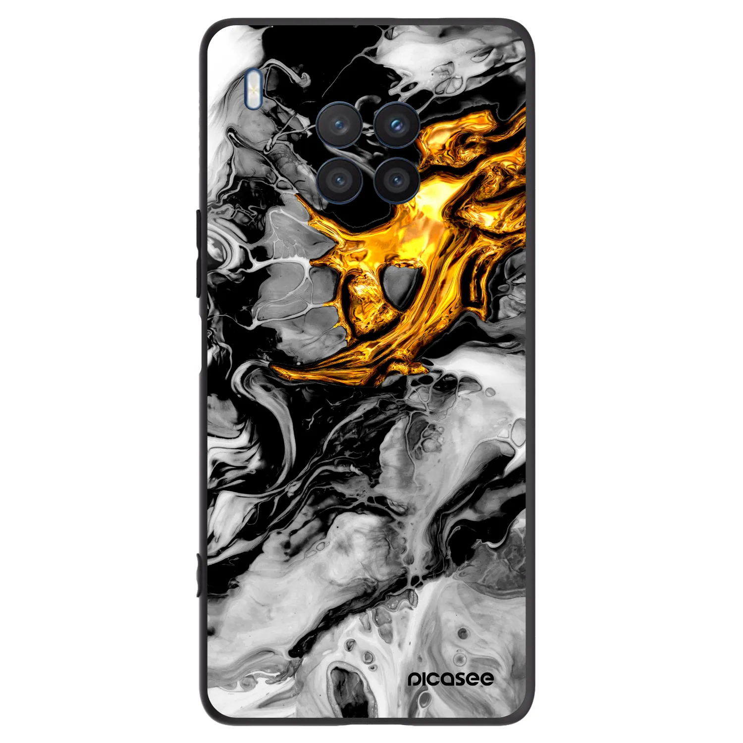 Picasee silikonski črni ovitek za Honor 50 Lite - Black Gold 2