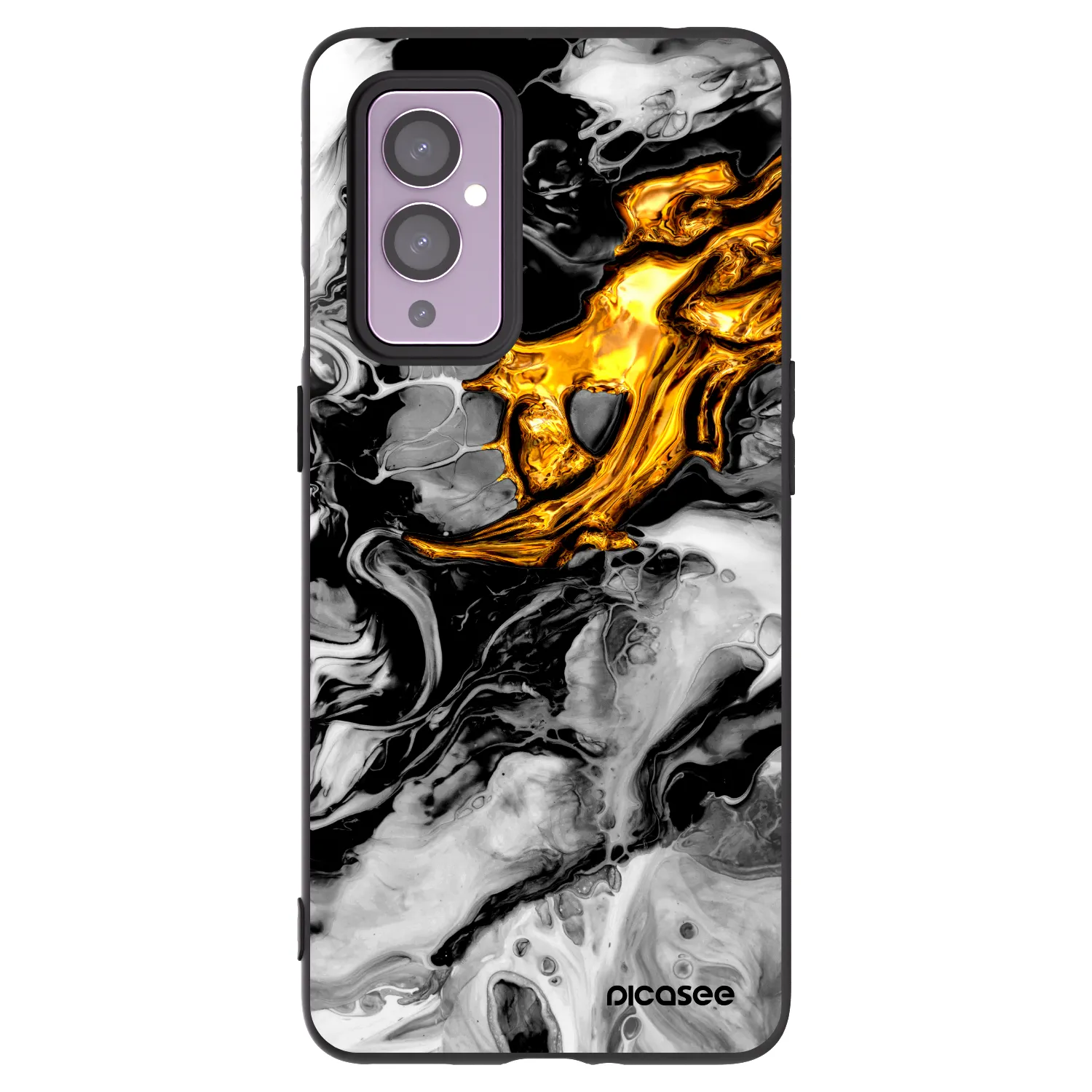Picasee silikonski črni ovitek za OnePlus 9 - Black Gold 2