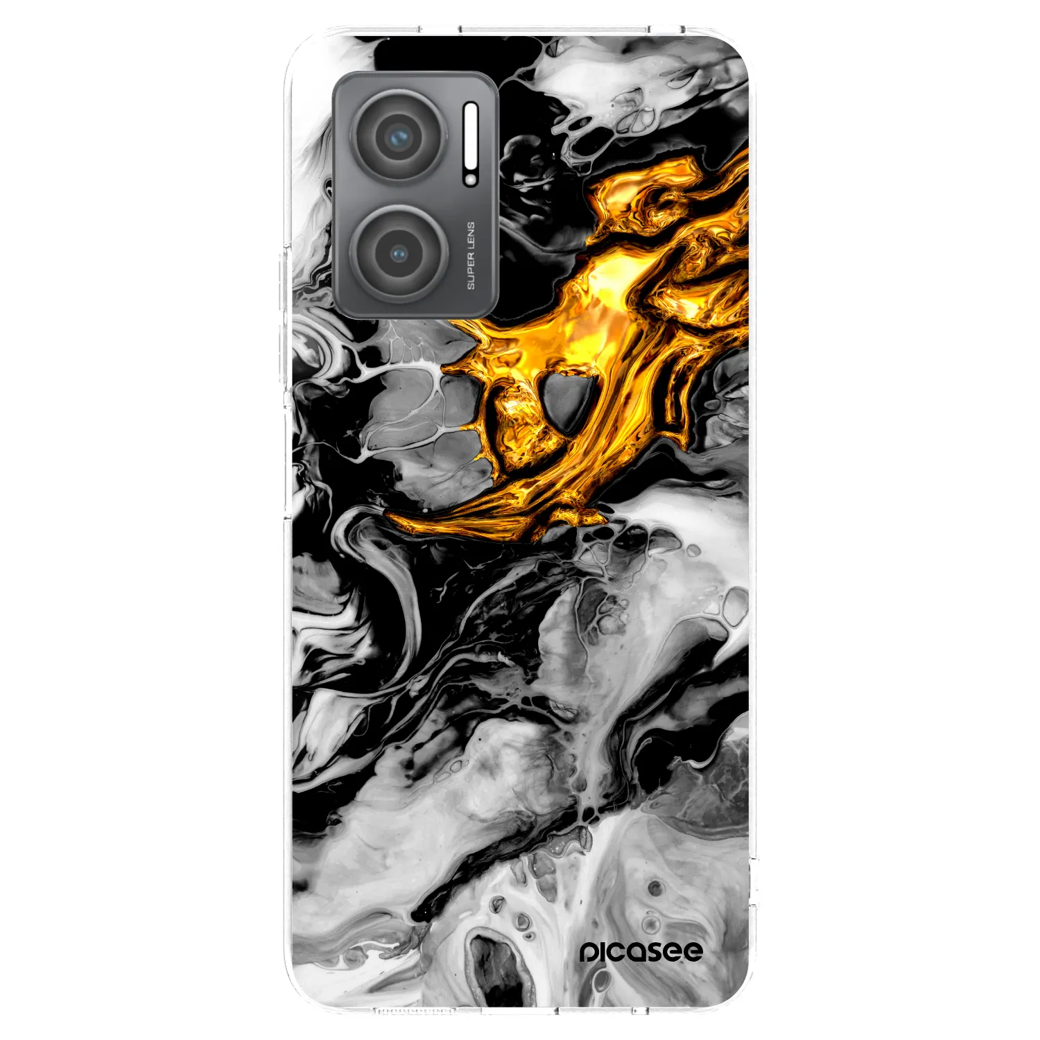 Picasee silikonski prozorni ovitek za Xiaomi Redmi 10 5G - Black Gold 2