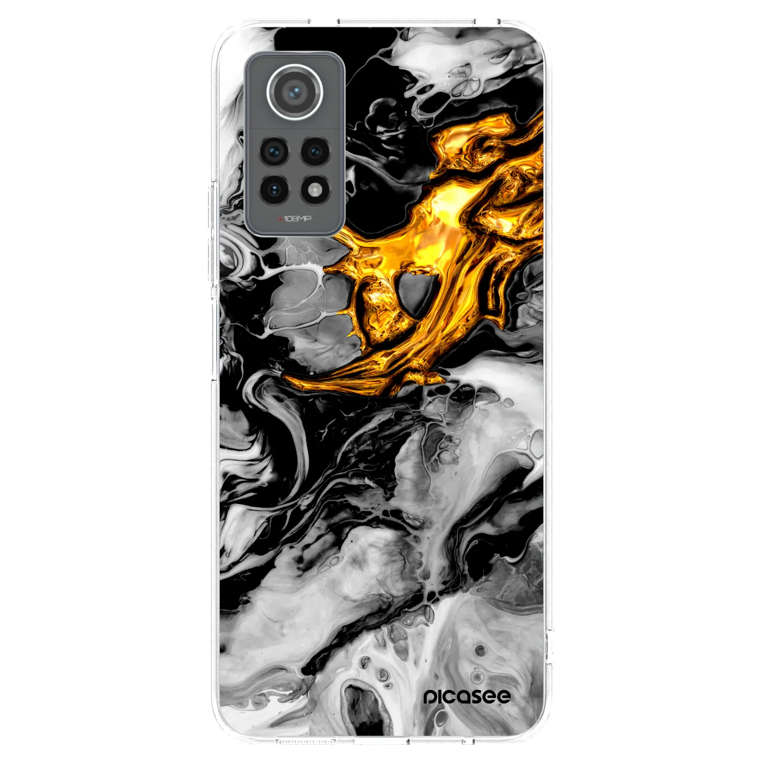 Picasee silikonski prozorni ovitek za Xiaomi Redmi Note 12 Pro 4G - Black Gold 2
