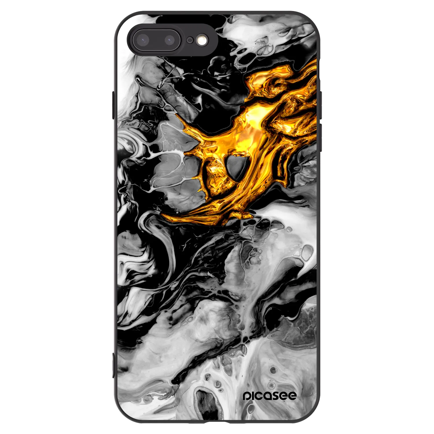 Picasee silikonski črni ovitek za Apple iPhone 8 Plus - Black Gold 2