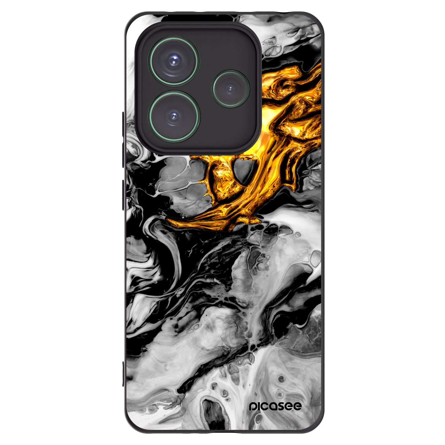 Picasee silikonski črni ovitek za Xiaomi Redmi Note 14 5G - Black Gold 2