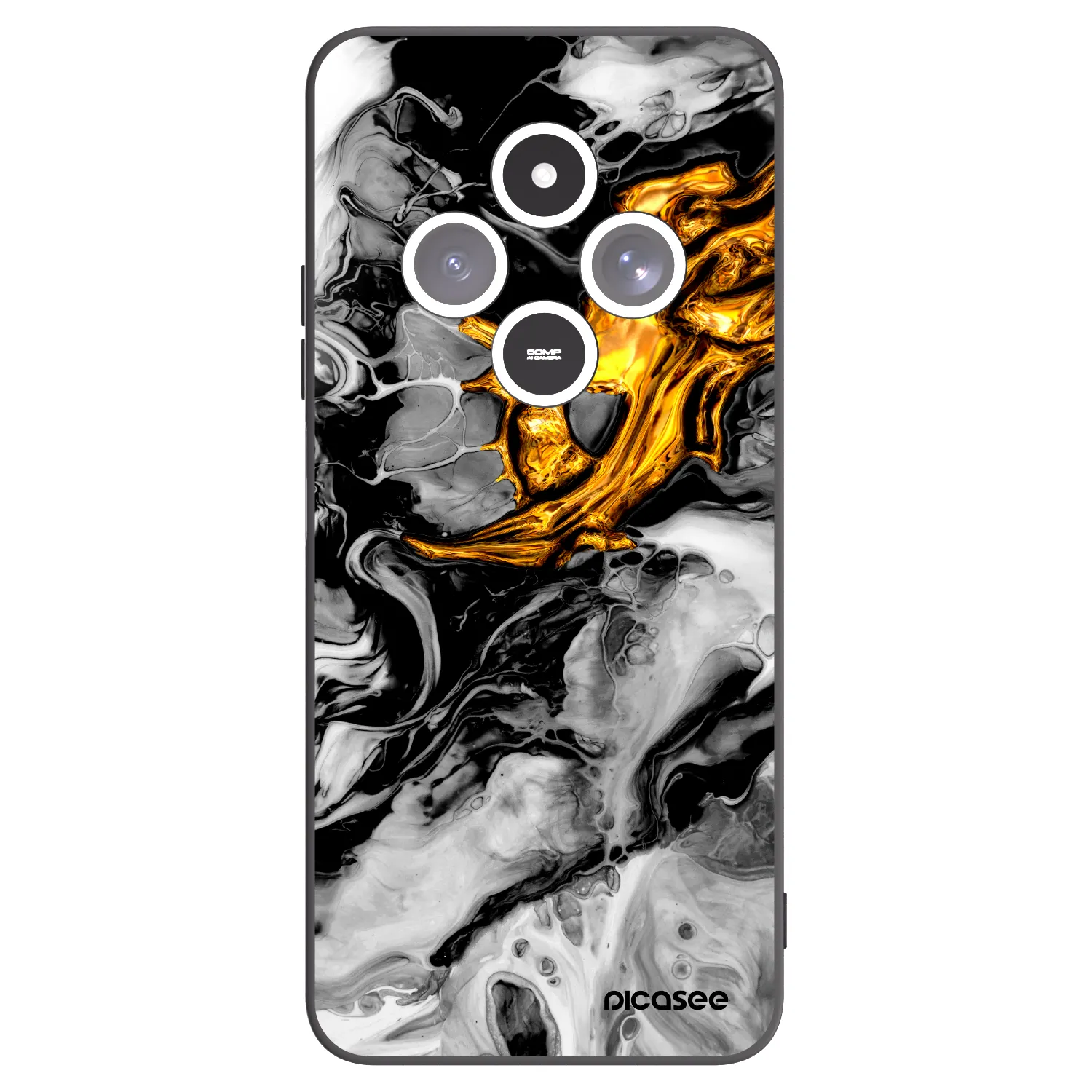 Picasee silikonski črni ovitek za Xiaomi Redmi 14C - Black Gold 2