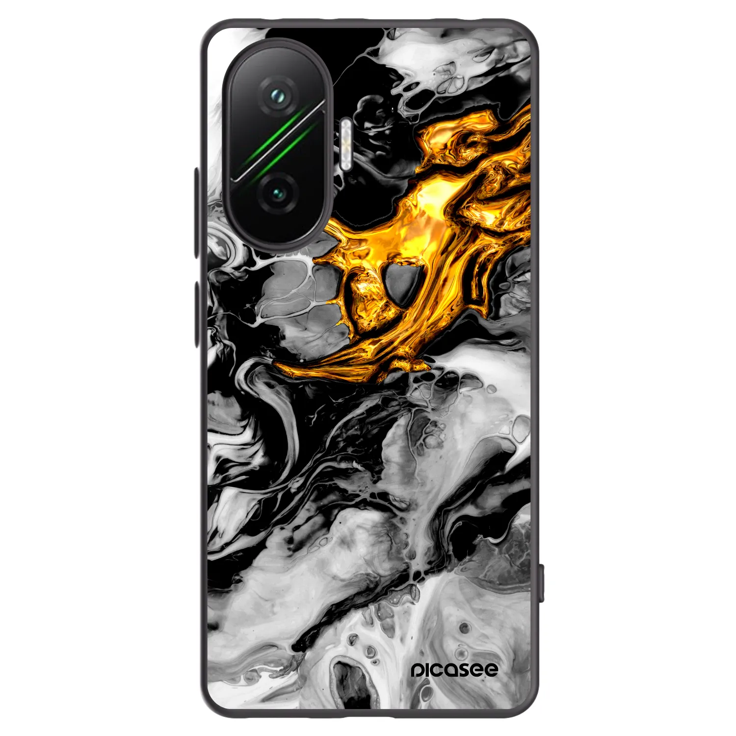 Picasee silikonski črni ovitek za Xiaomi Poco F7 5G - Black Gold 2