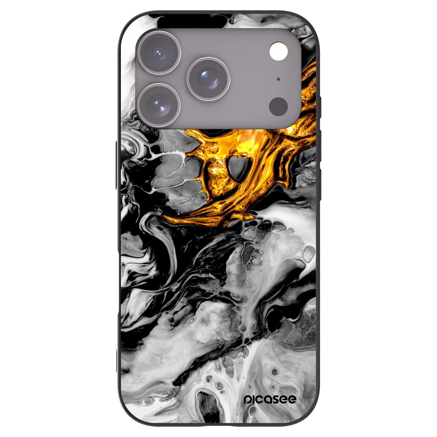 Picasee silikonski črni ovitek za Apple iPhone 17 Pro - Black Gold 2