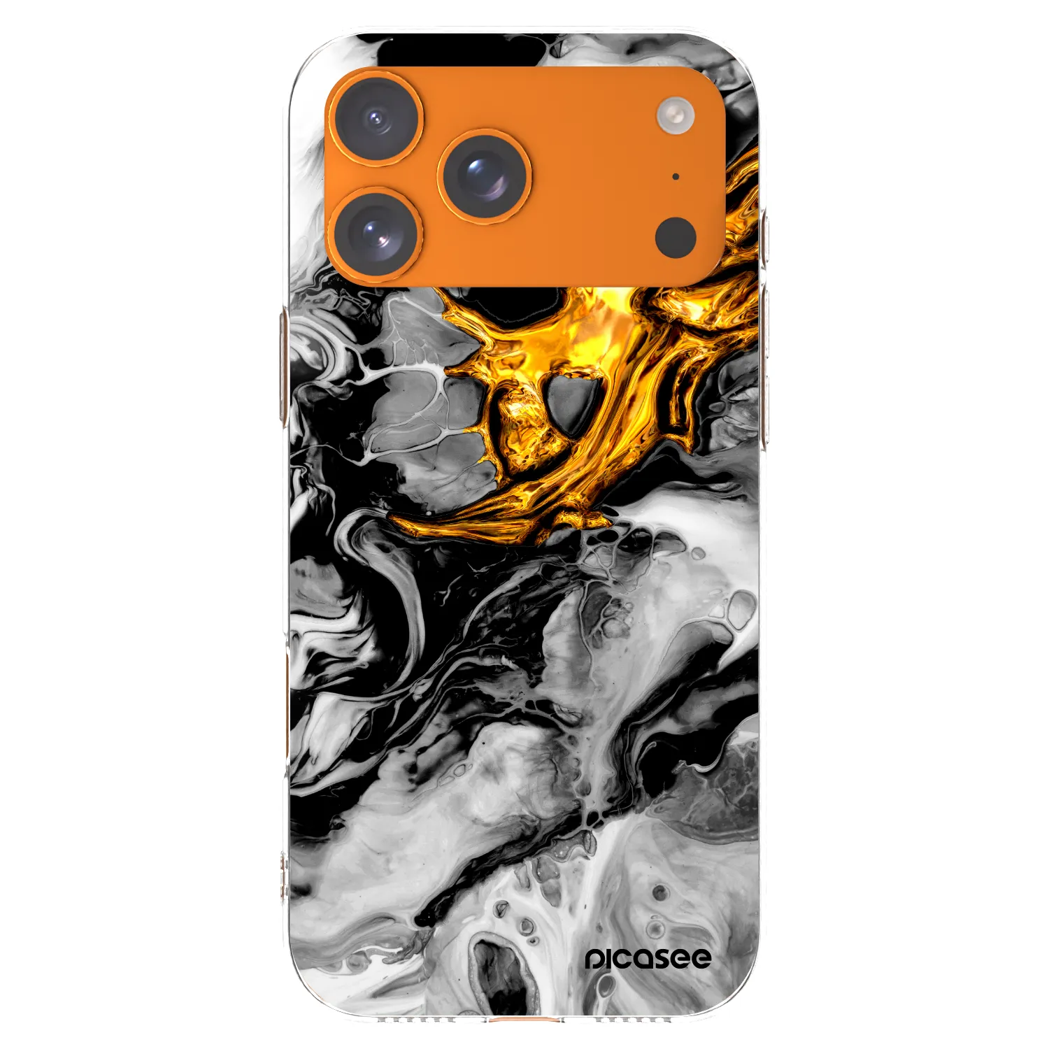 Picasee silikonski prozorni ovitek za Apple iPhone 17 Pro Max - Black Gold 2
