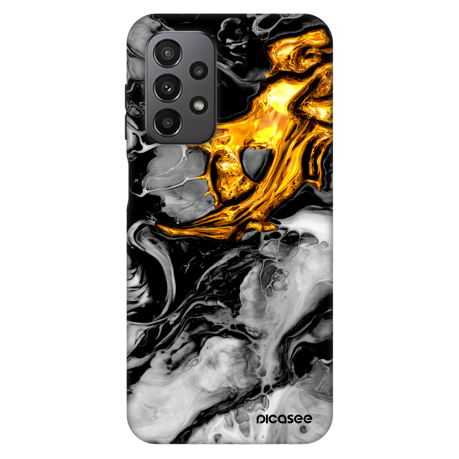 Picasee Fashion Case za Samsung Galaxy A23 A236B 5G - Black Gold 2