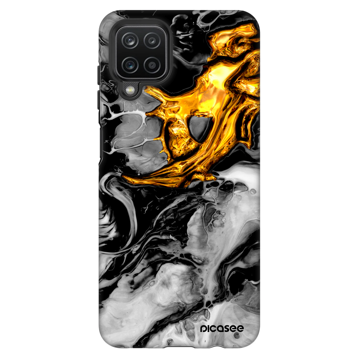 Picasee Fashion Case za Samsung Galaxy A12 A125F - Black Gold 2