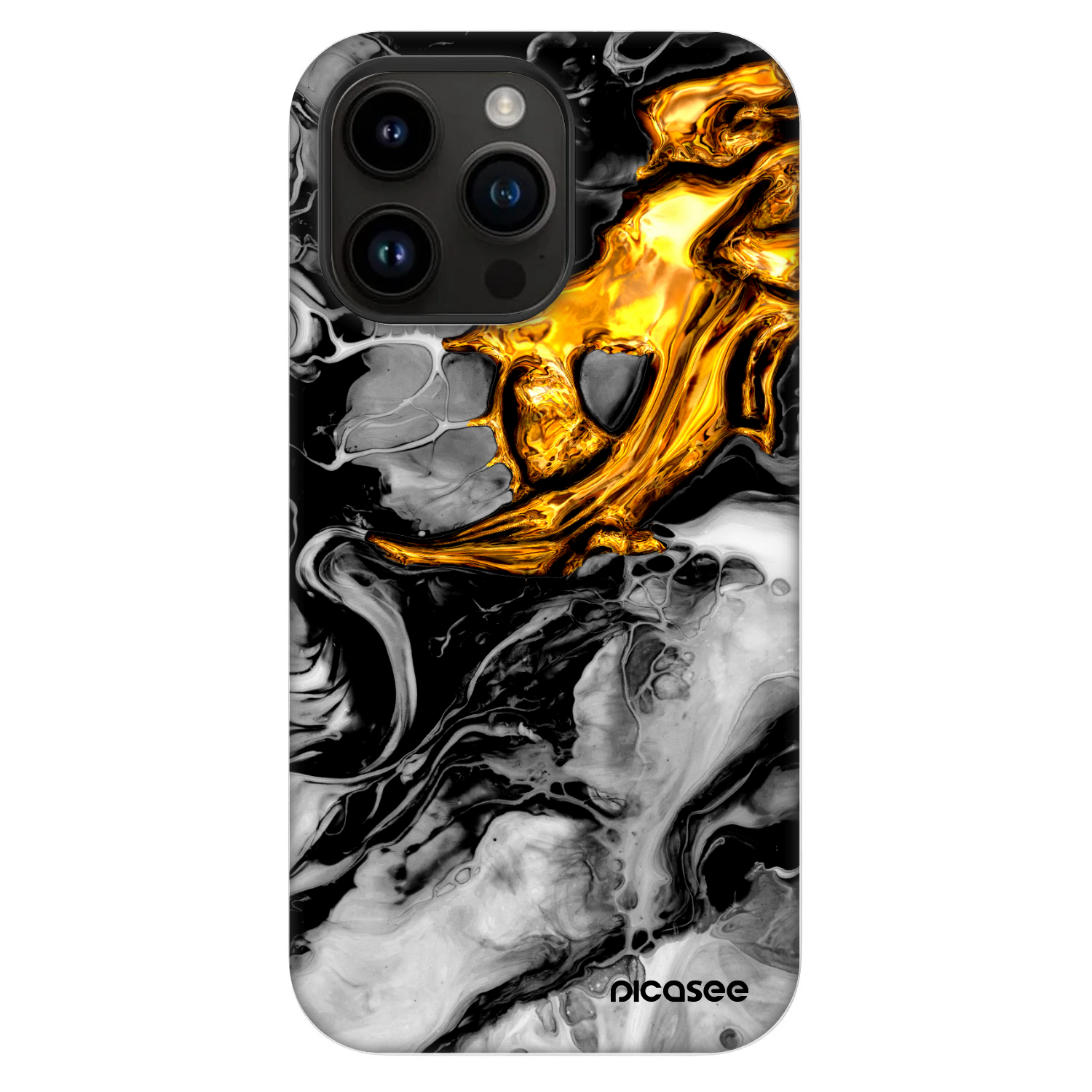 Picasee Fashion Case MagSafe za Apple iPhone 14 Pro Max - Black Gold 2