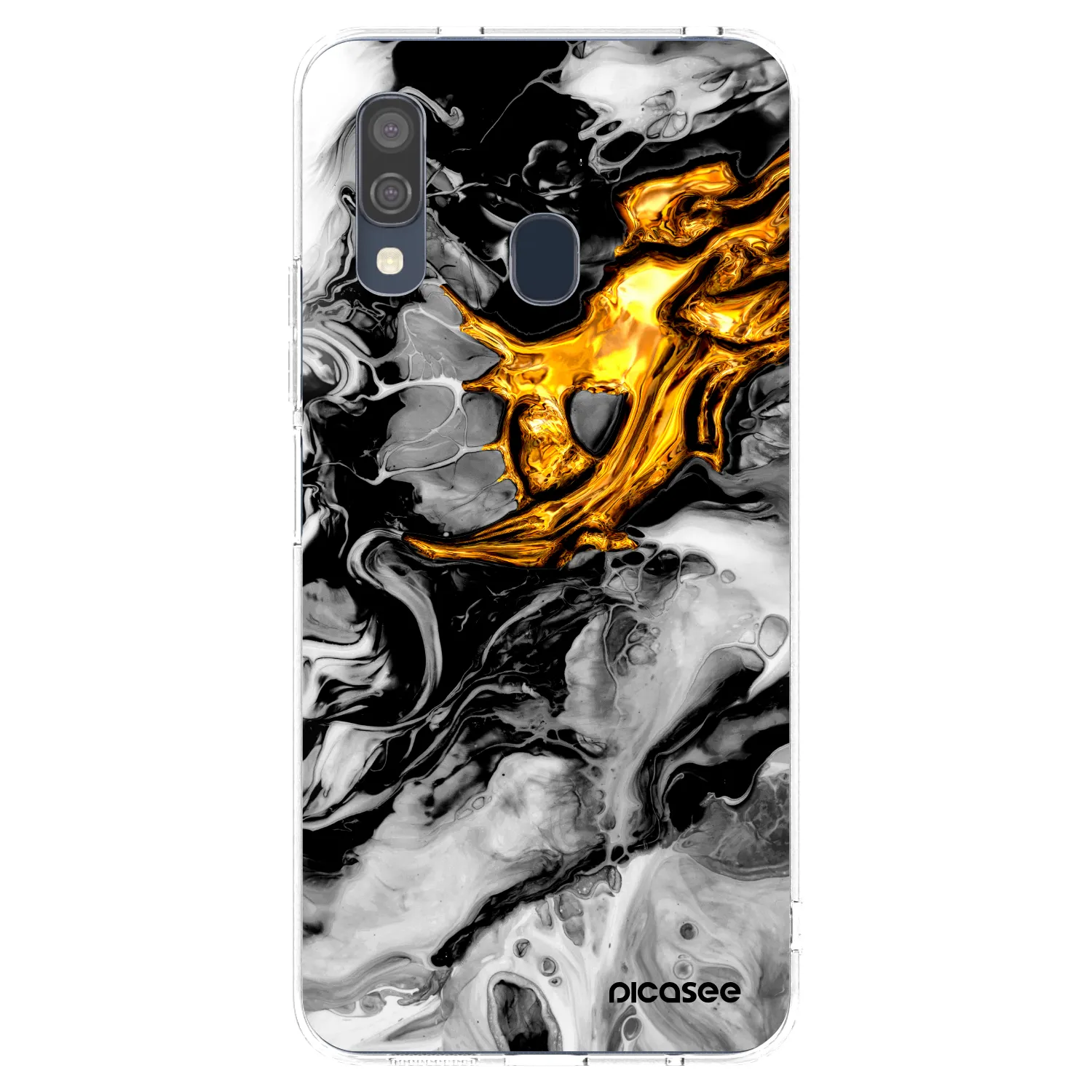 Picasee silikonski prozorni ovitek za Samsung Galaxy A40 A405F - Black Gold 2