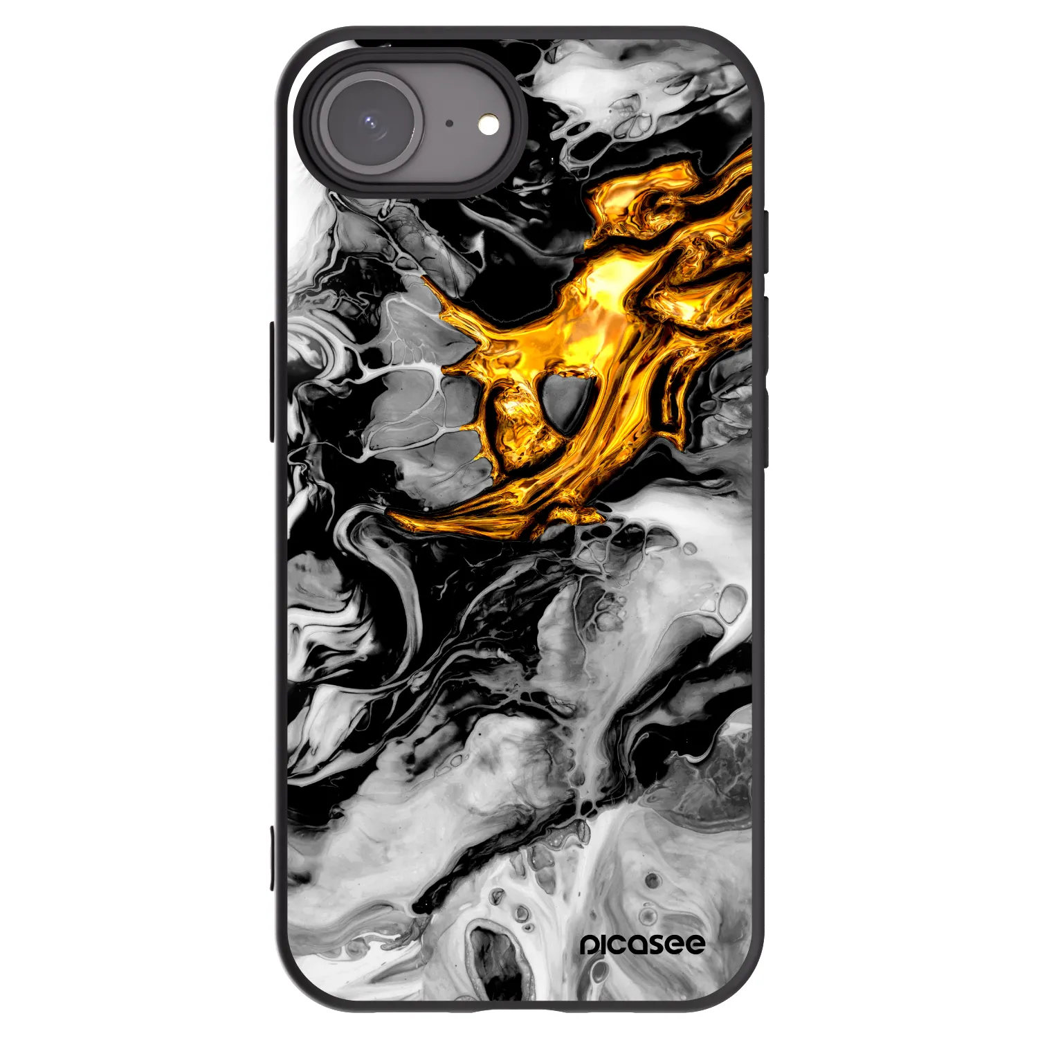 Picasee silikonski črni ovitek za Apple iPhone 17e - Black Gold 2