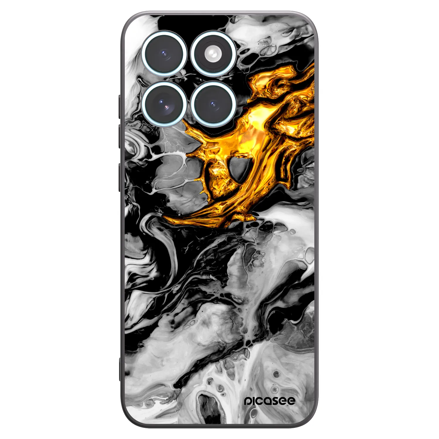 Picasee silikonski črni ovitek za Motorola Edge 70 Fusion - Black Gold 2