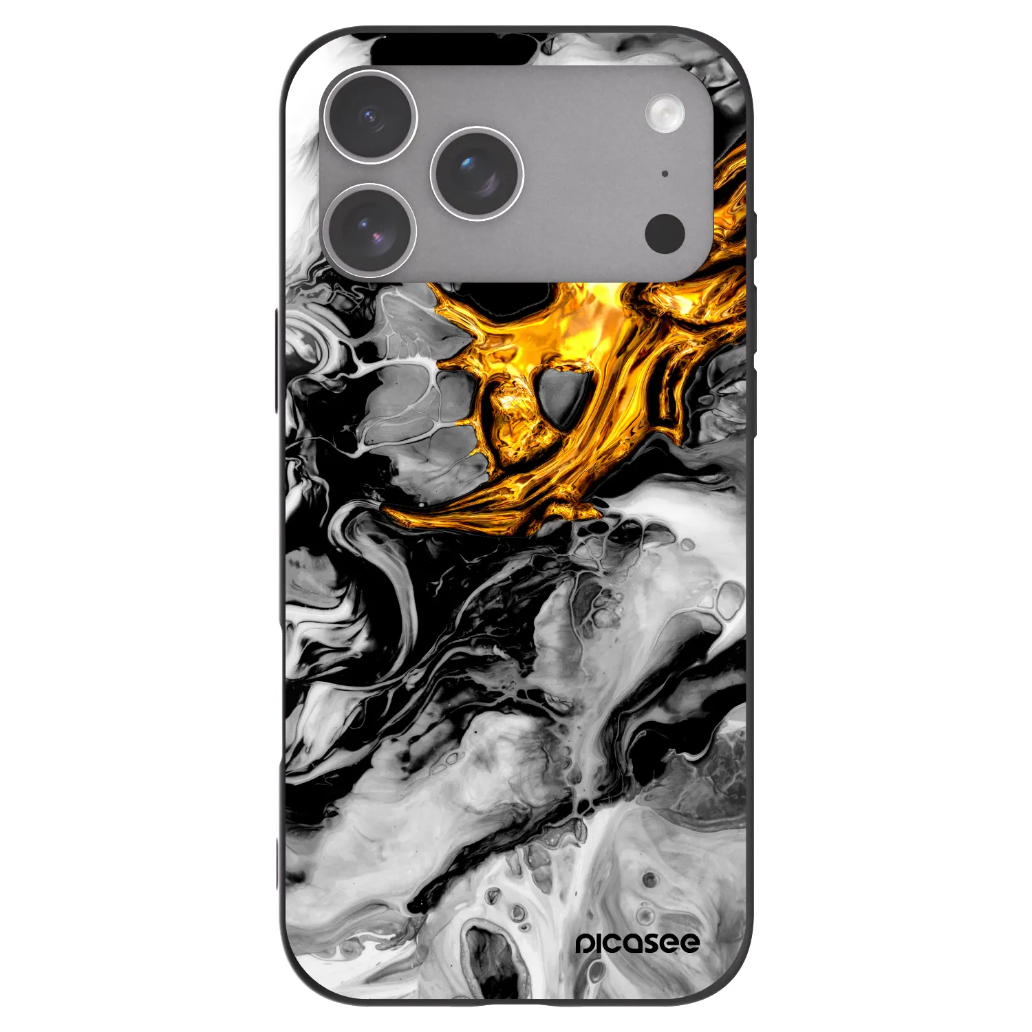 Picasee silikonski črni ovitek za Apple iPhone 18 Pro Max - Black Gold 2
