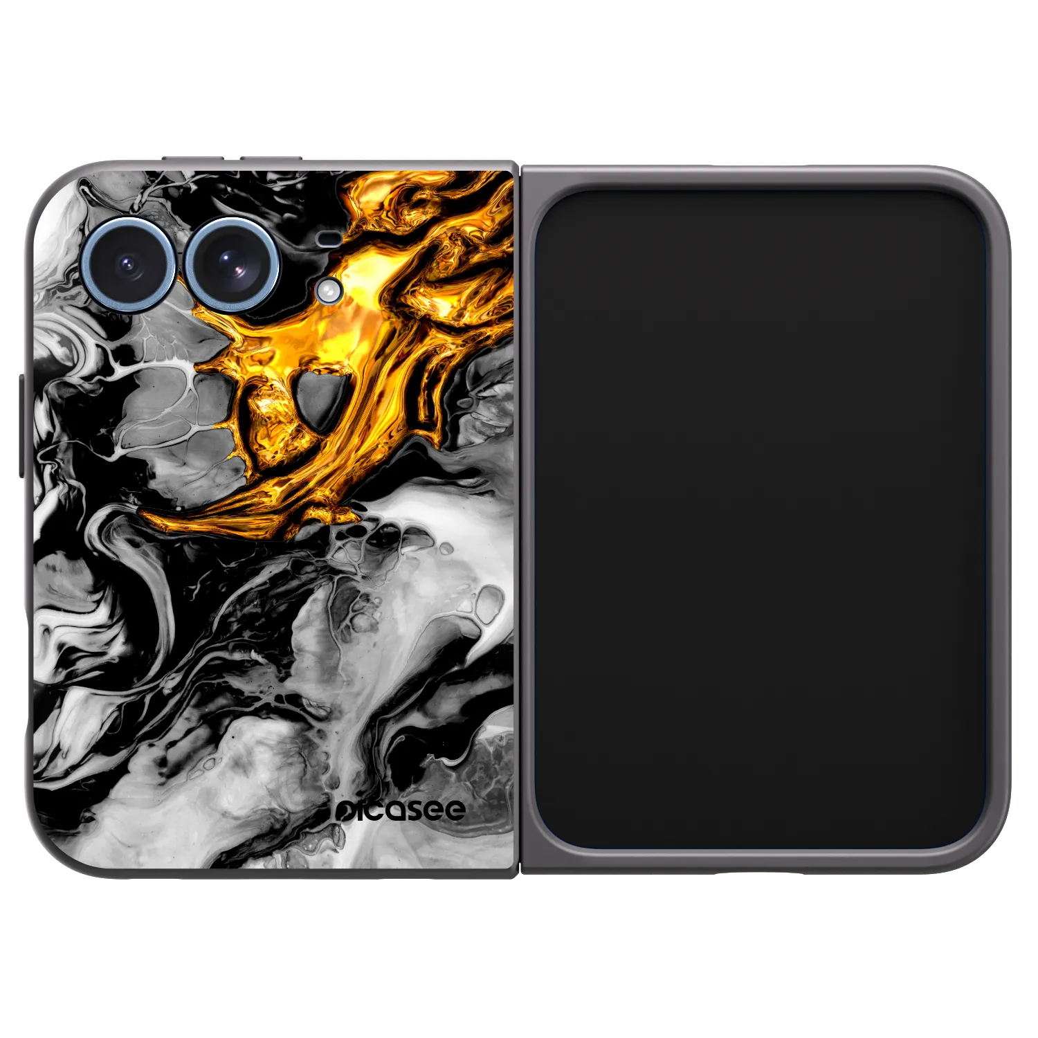 Picasee silikonski črni ovitek za Apple iPhone Duo - Black Gold 2